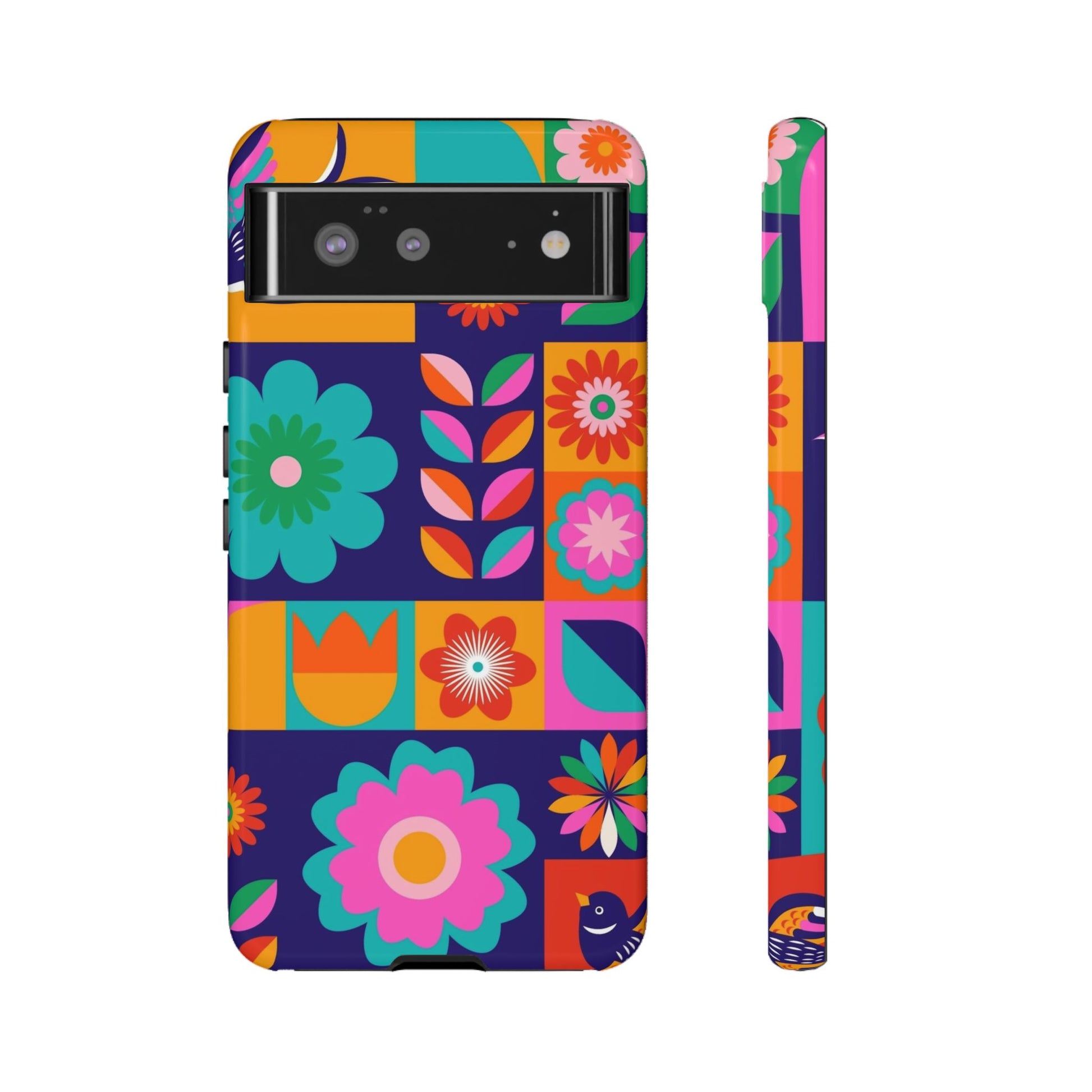 Colorful Floral Phone Case, Tough Cases for Protection, Vibrant Design Cover for Gift, Stylish Cell Phone Accessory, Fun Floral Designs - FORMO