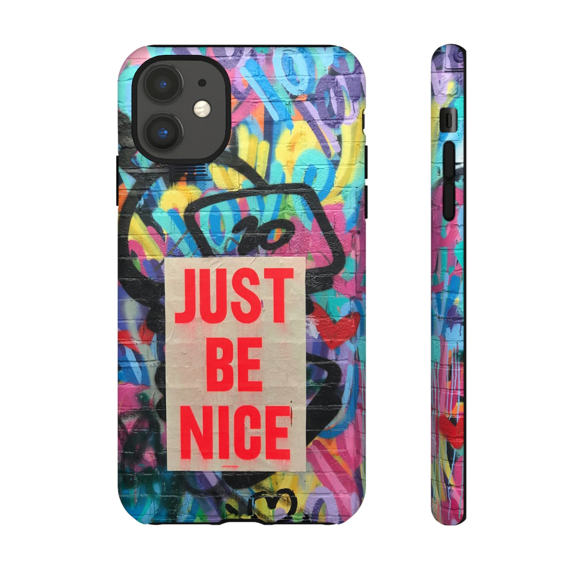 Colorful Phone Case - Just Be Nice Design, Motivational Gift, Phone Accessories, Unique Custom Case, Positive Vibe Tech Gear - FORMO