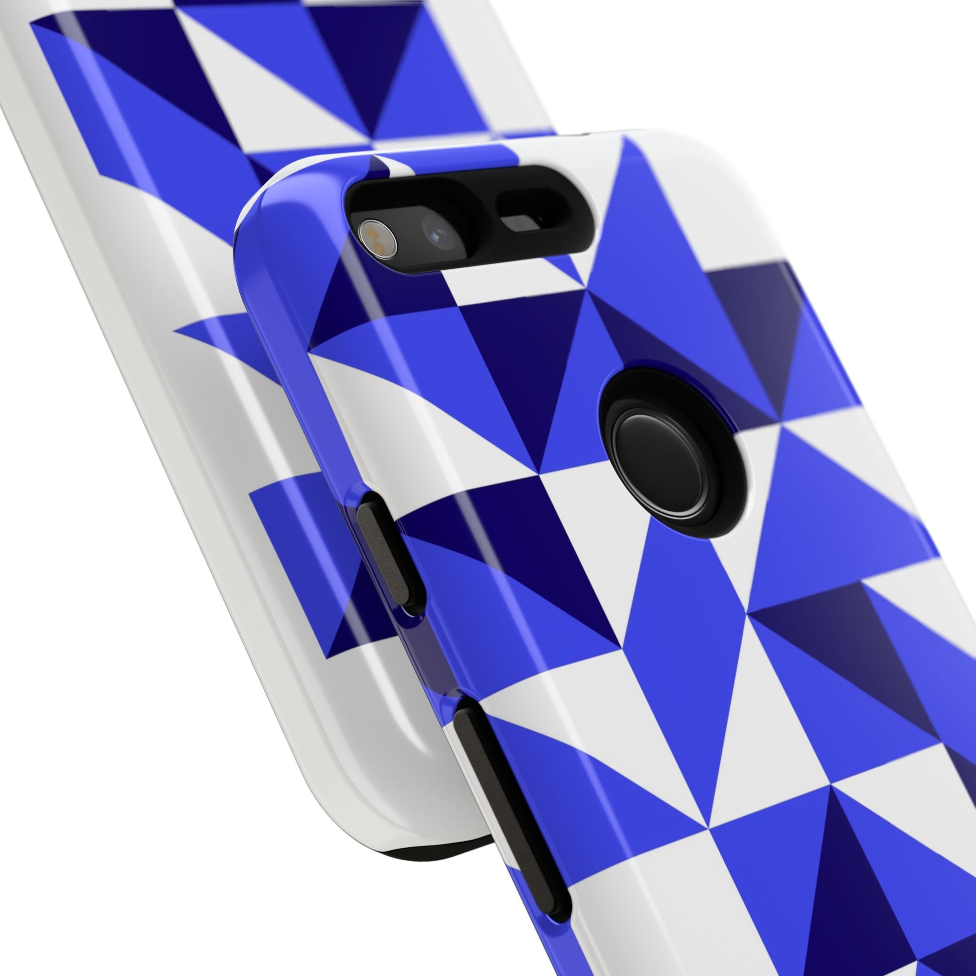 Blue Geometric Phone Case, Tough Cases, Stylish Phone Cover, Great for Gifts, Trendy Accessory, Abstract Pattern Design - FORMO