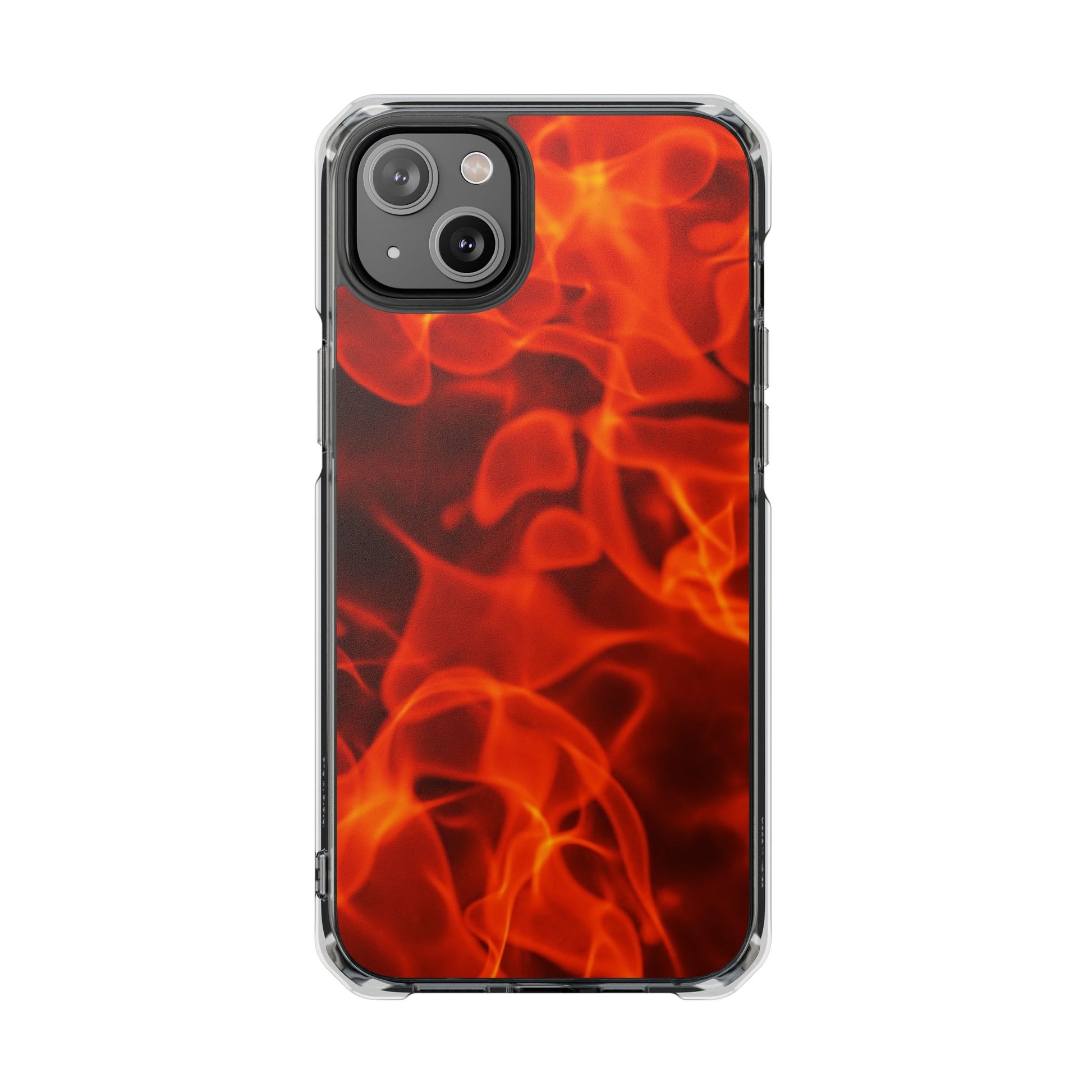 Magnetic Clear Phone Cases with Fiery Design, Protective Case for iPhone, Customizable Tech Accessory, Unique Gift Idea, Holiday Gift - FORMO