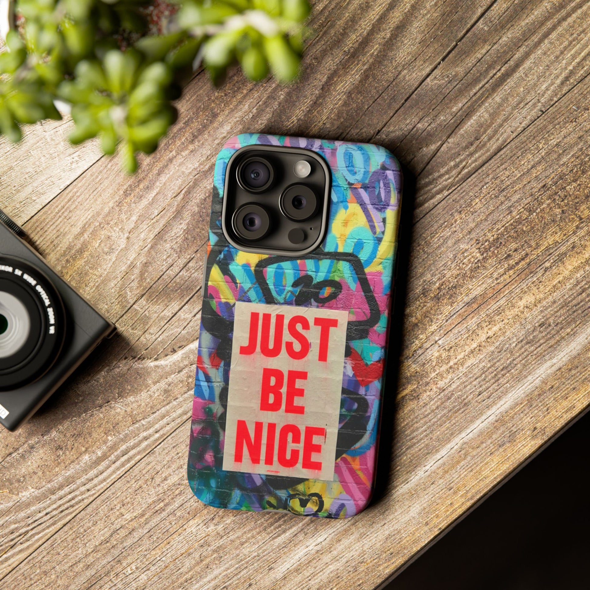 Colorful Phone Case - Just Be Nice Design, Motivational Gift, Phone Accessories, Unique Custom Case, Positive Vibe Tech Gear - FORMO
