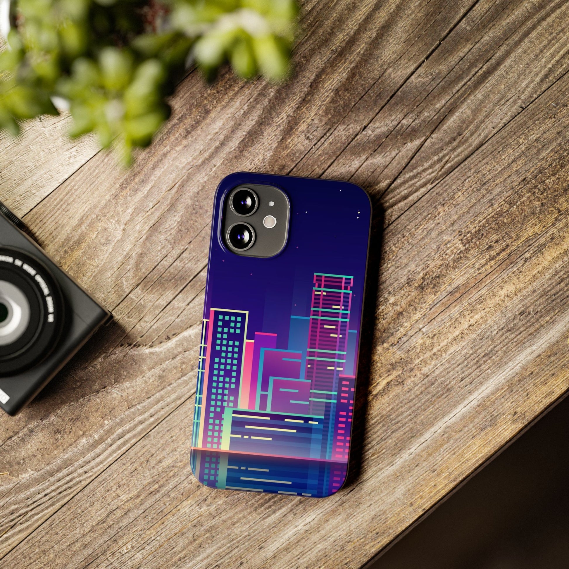 Urban Skyline Slim Phone Cases, Cityscape iPhone Cover, Colorful Night Design, Trendy Phone Accessory, Gifts for City Lovers - FORMO