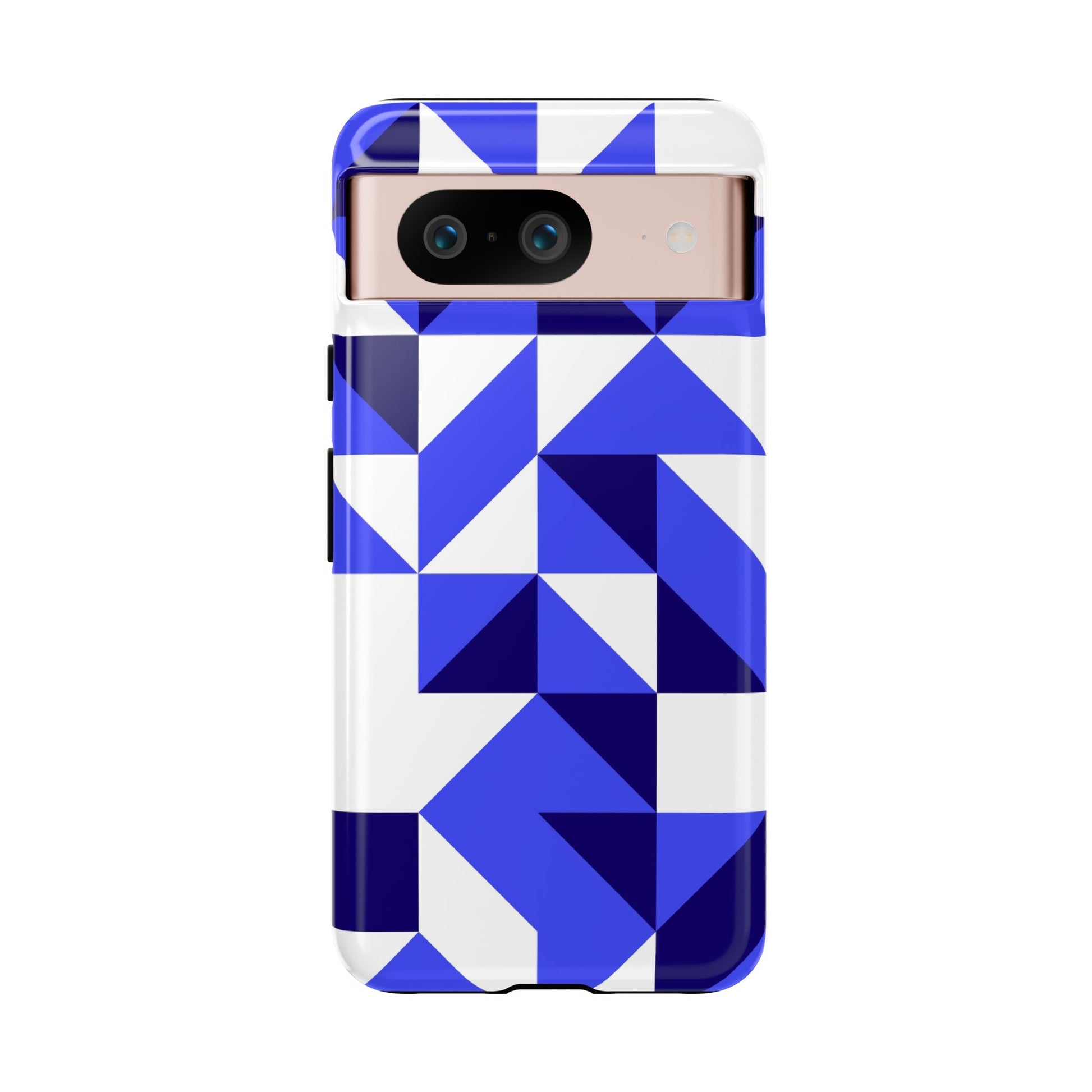 Blue Geometric Phone Case, Tough Cases, Stylish Phone Cover, Great for Gifts, Trendy Accessory, Abstract Pattern Design - FORMO