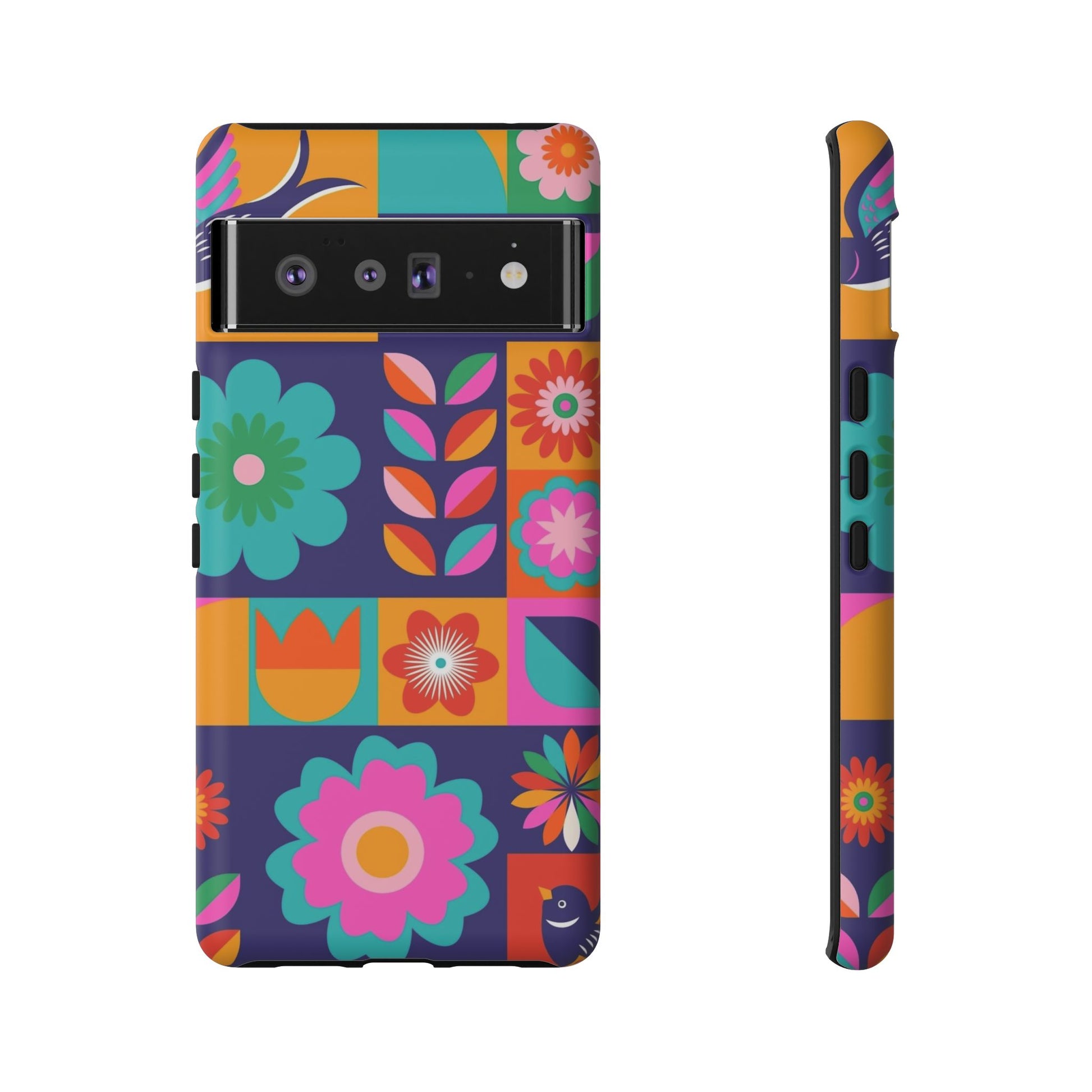 Colorful Floral Phone Case, Tough Cases for Protection, Vibrant Design Cover for Gift, Stylish Cell Phone Accessory, Fun Floral Designs - FORMO