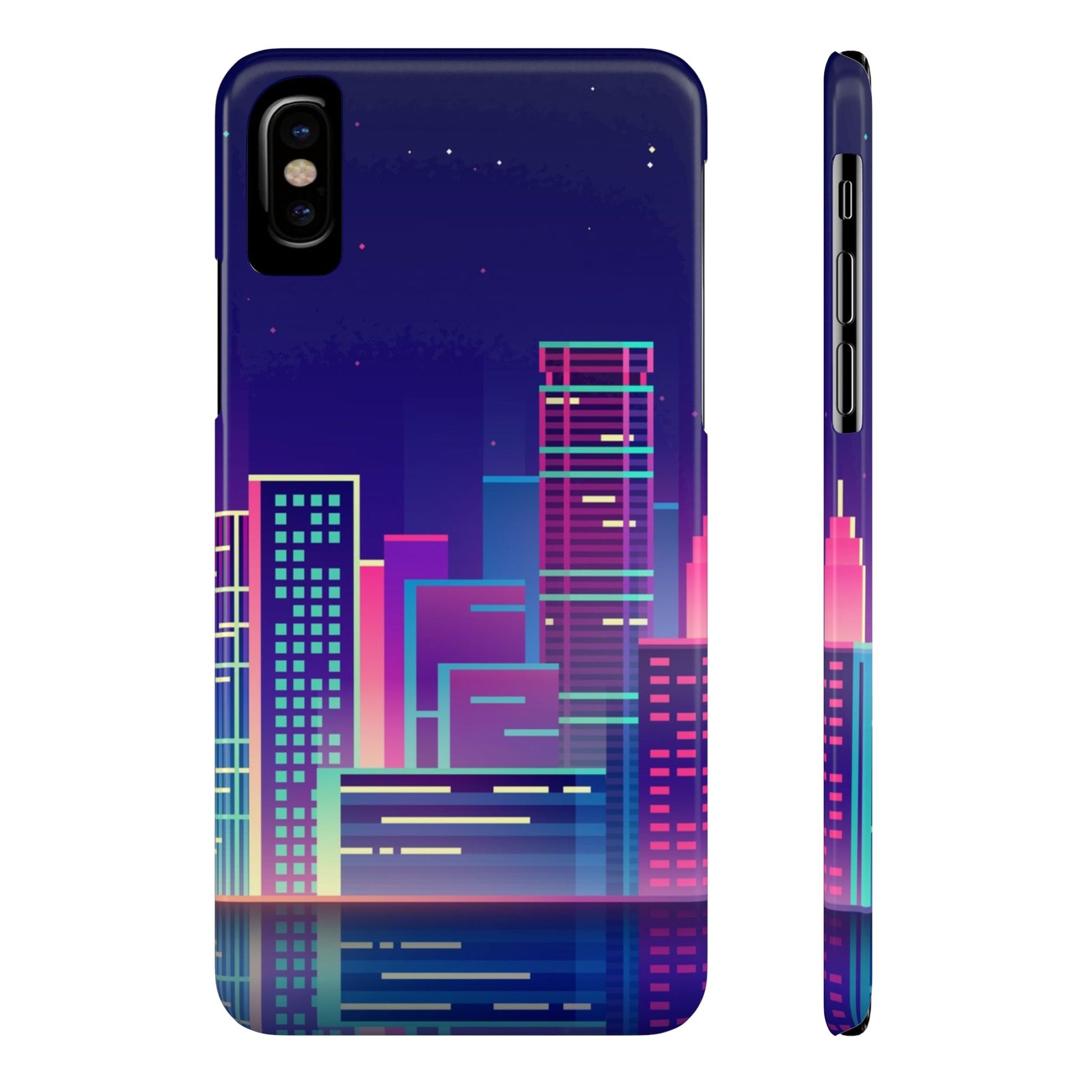 Urban Skyline Slim Phone Cases, Cityscape iPhone Cover, Colorful Night Design, Trendy Phone Accessory, Gifts for City Lovers - FORMO