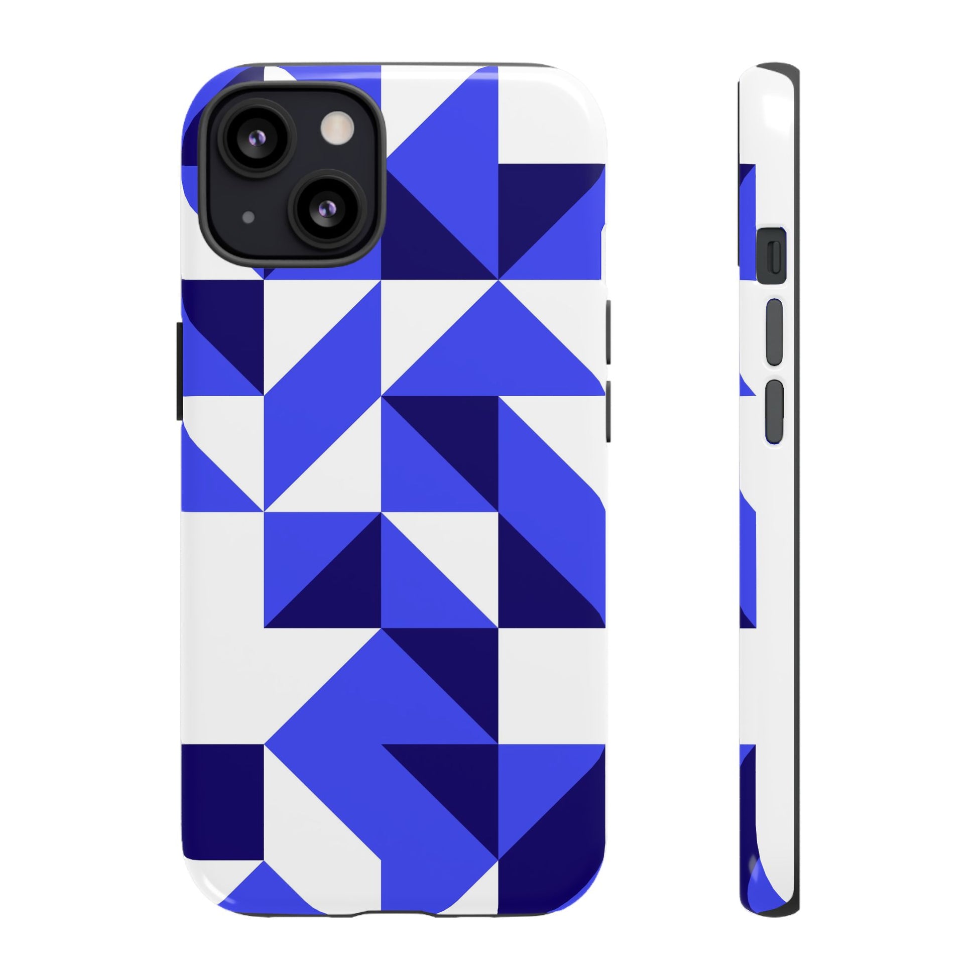 Blue Geometric Phone Case, Tough Cases, Stylish Phone Cover, Great for Gifts, Trendy Accessory, Abstract Pattern Design - FORMO