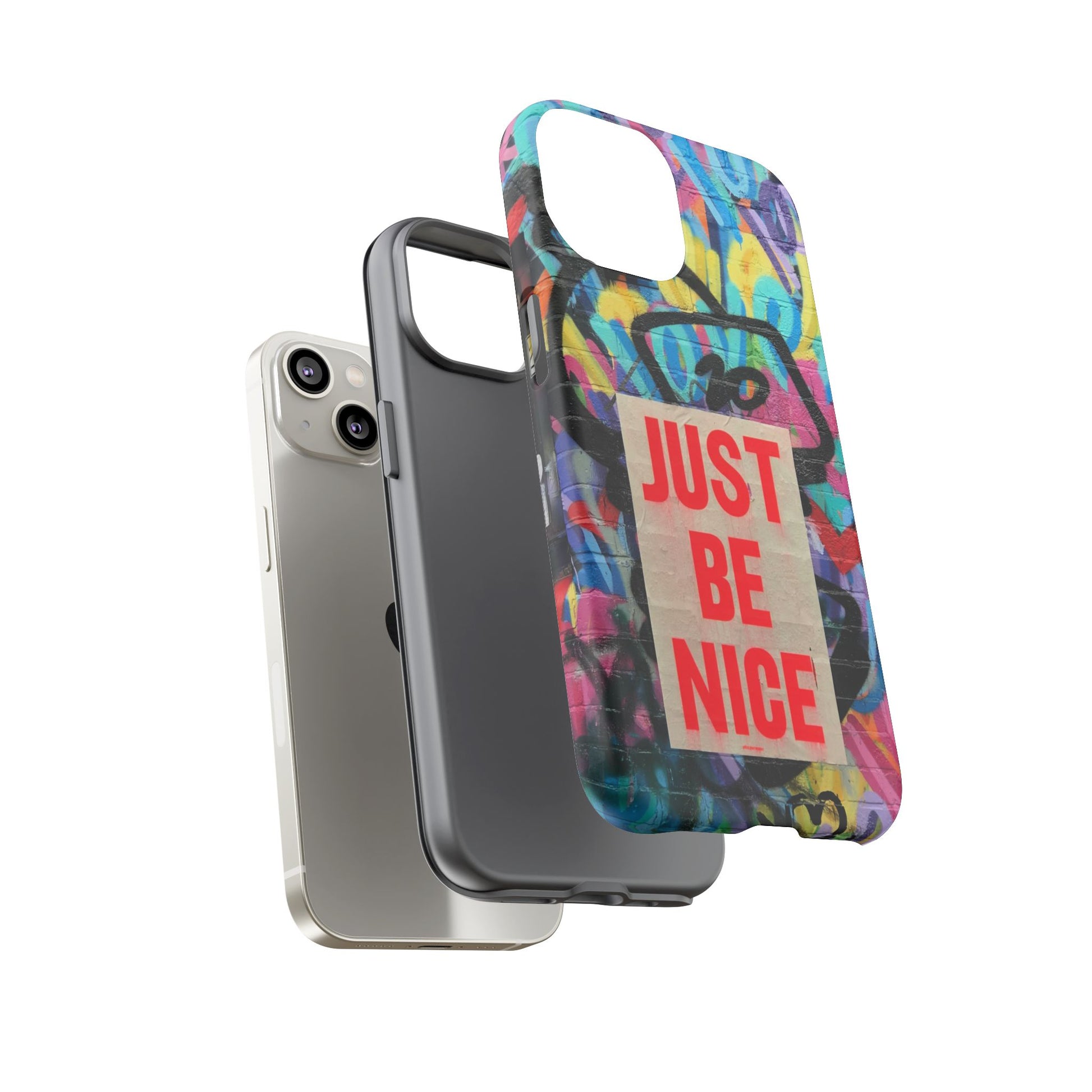 Colorful Phone Case - Just Be Nice Design, Motivational Gift, Phone Accessories, Unique Custom Case, Positive Vibe Tech Gear - FORMO