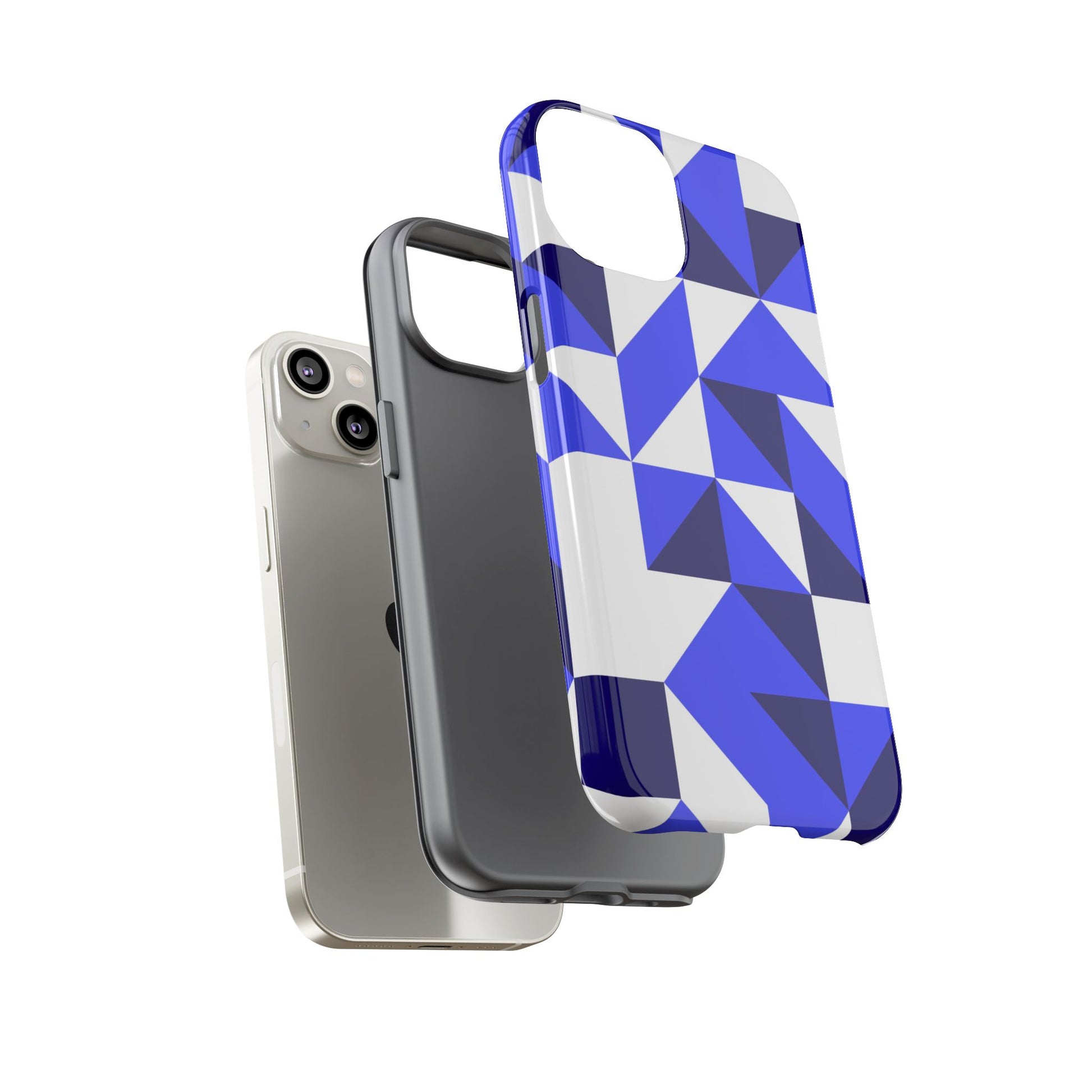 Blue Geometric Phone Case, Tough Cases, Stylish Phone Cover, Great for Gifts, Trendy Accessory, Abstract Pattern Design - FORMO