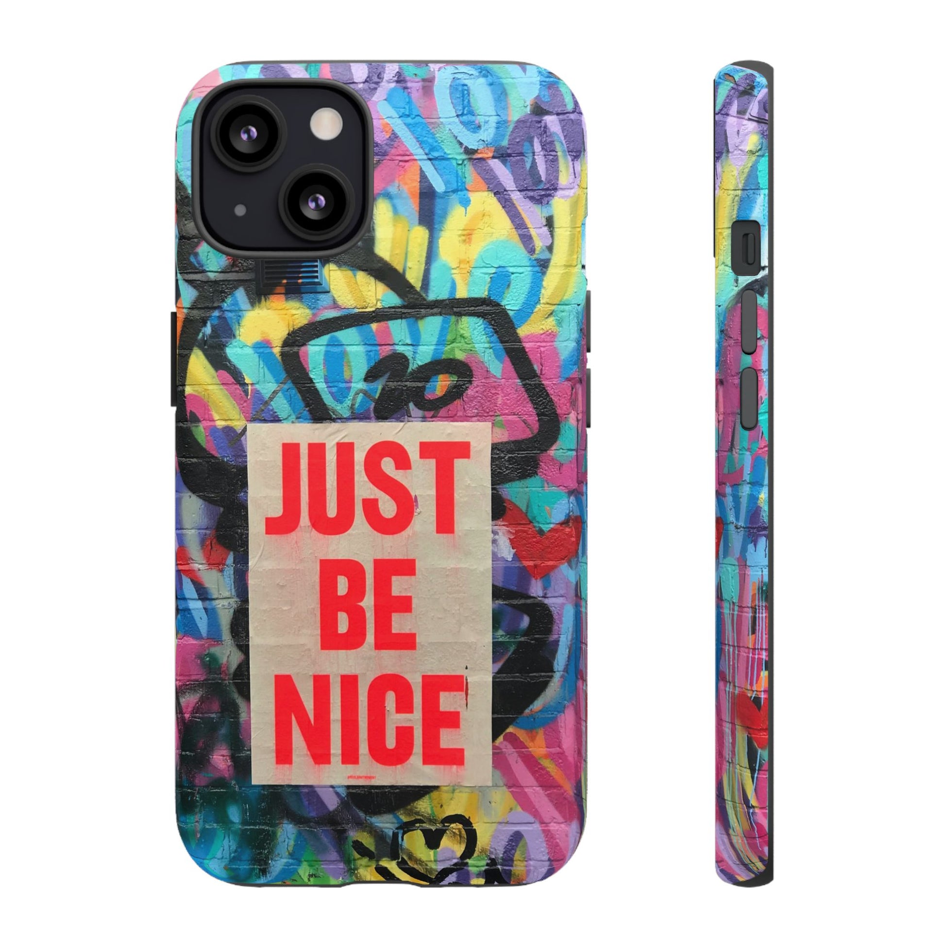 Colorful Phone Case - Just Be Nice Design, Motivational Gift, Phone Accessories, Unique Custom Case, Positive Vibe Tech Gear - FORMO