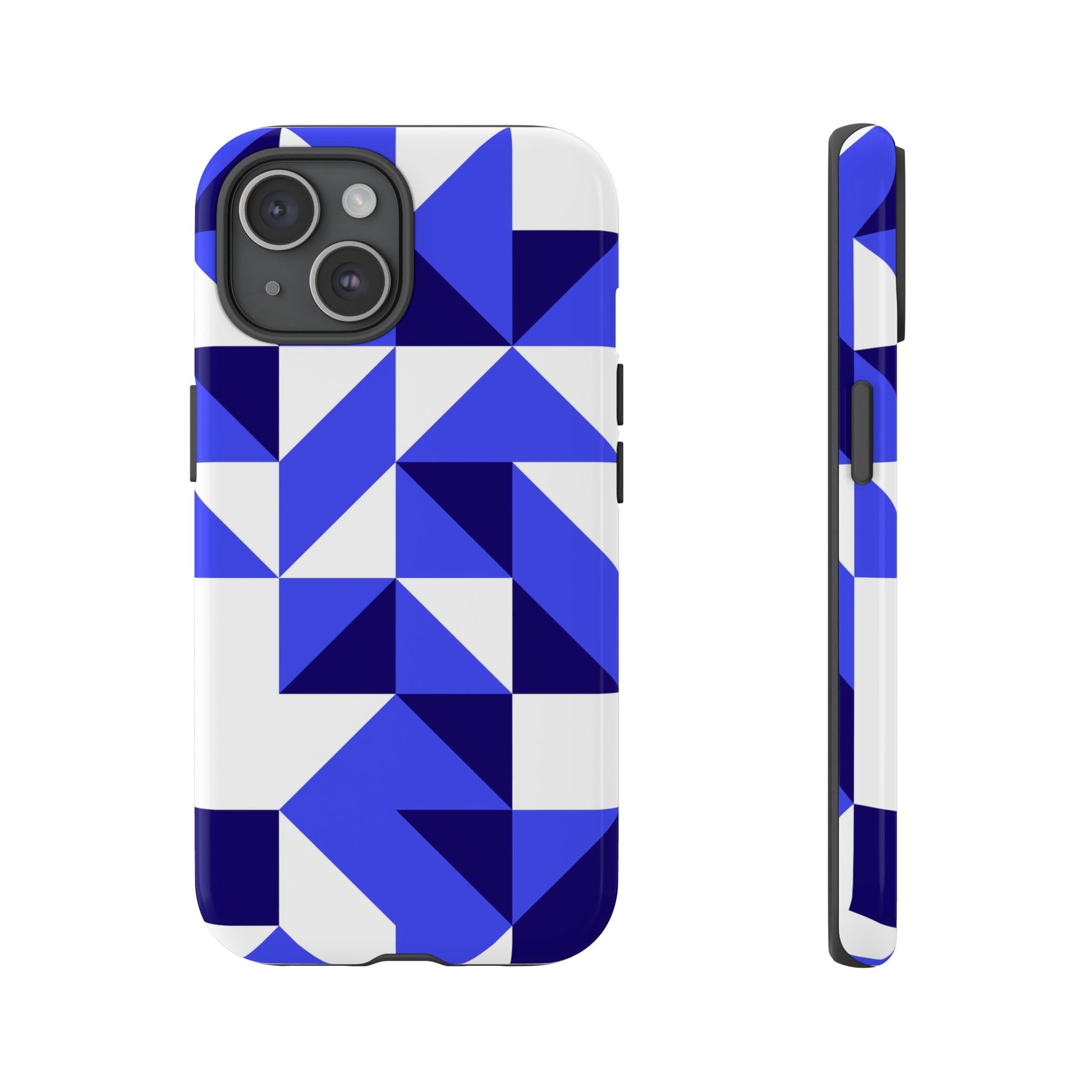 Blue Geometric Phone Case, Tough Cases, Stylish Phone Cover, Great for Gifts, Trendy Accessory, Abstract Pattern Design - FORMO