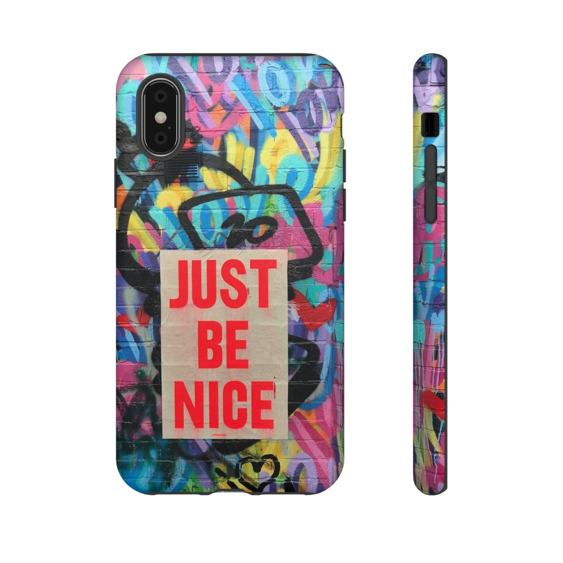 Colorful Phone Case - Just Be Nice Design, Motivational Gift, Phone Accessories, Unique Custom Case, Positive Vibe Tech Gear - FORMO