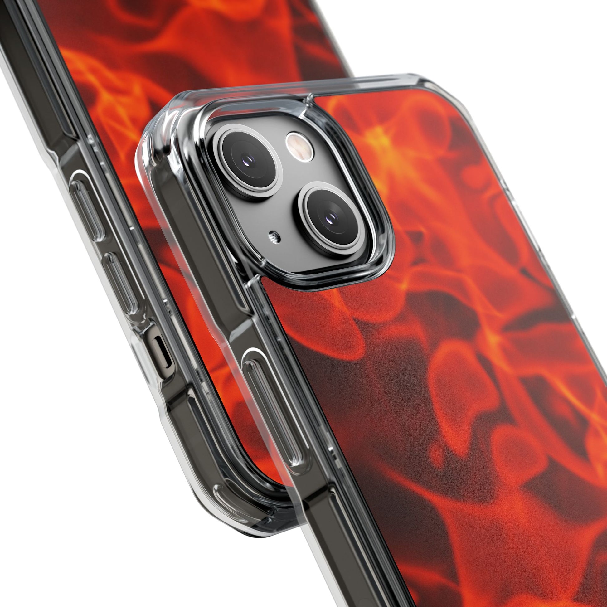 Magnetic Clear Phone Cases with Fiery Design, Protective Case for iPhone, Customizable Tech Accessory, Unique Gift Idea, Holiday Gift - FORMO