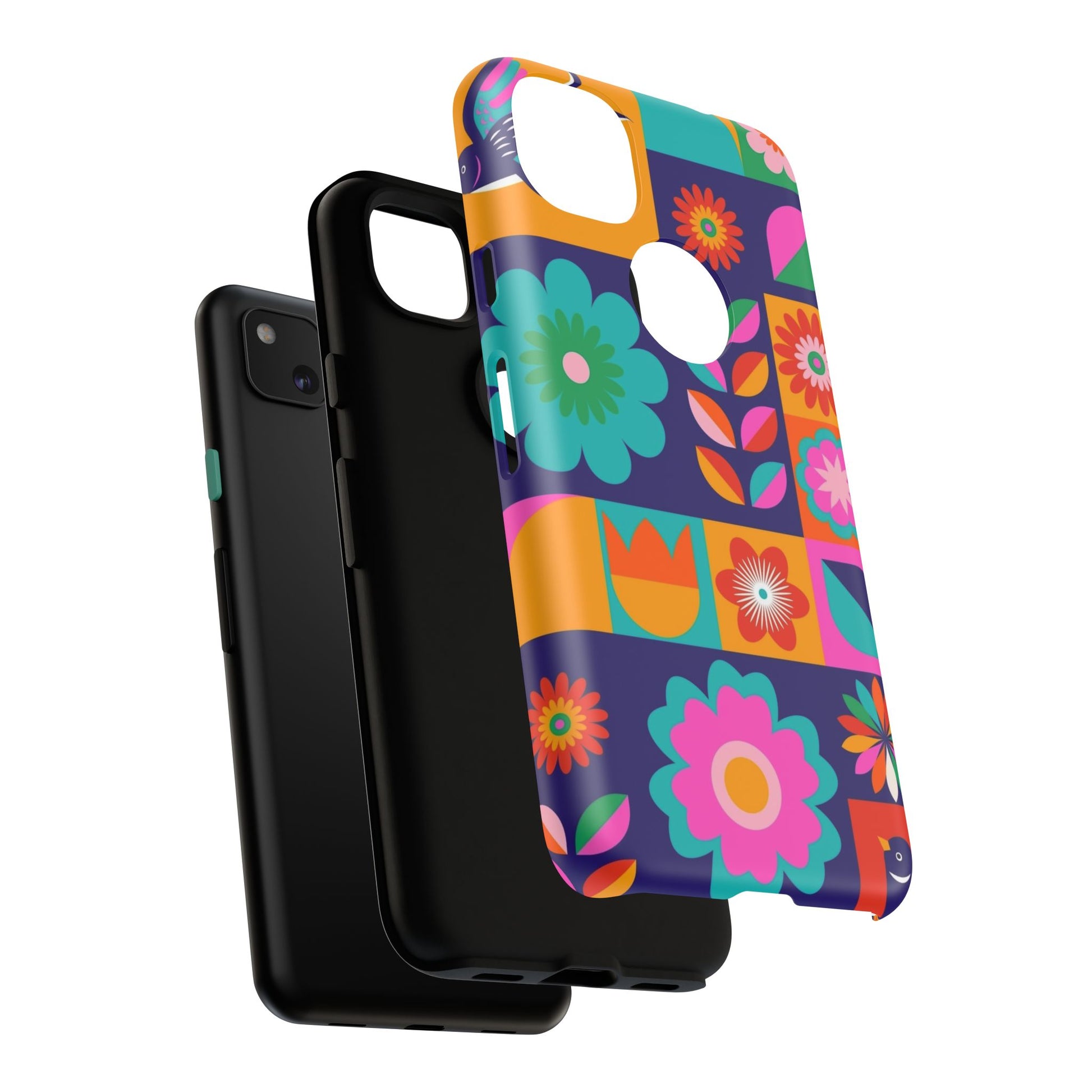 Colorful Floral Phone Case, Tough Cases for Protection, Vibrant Design Cover for Gift, Stylish Cell Phone Accessory, Fun Floral Designs - FORMO