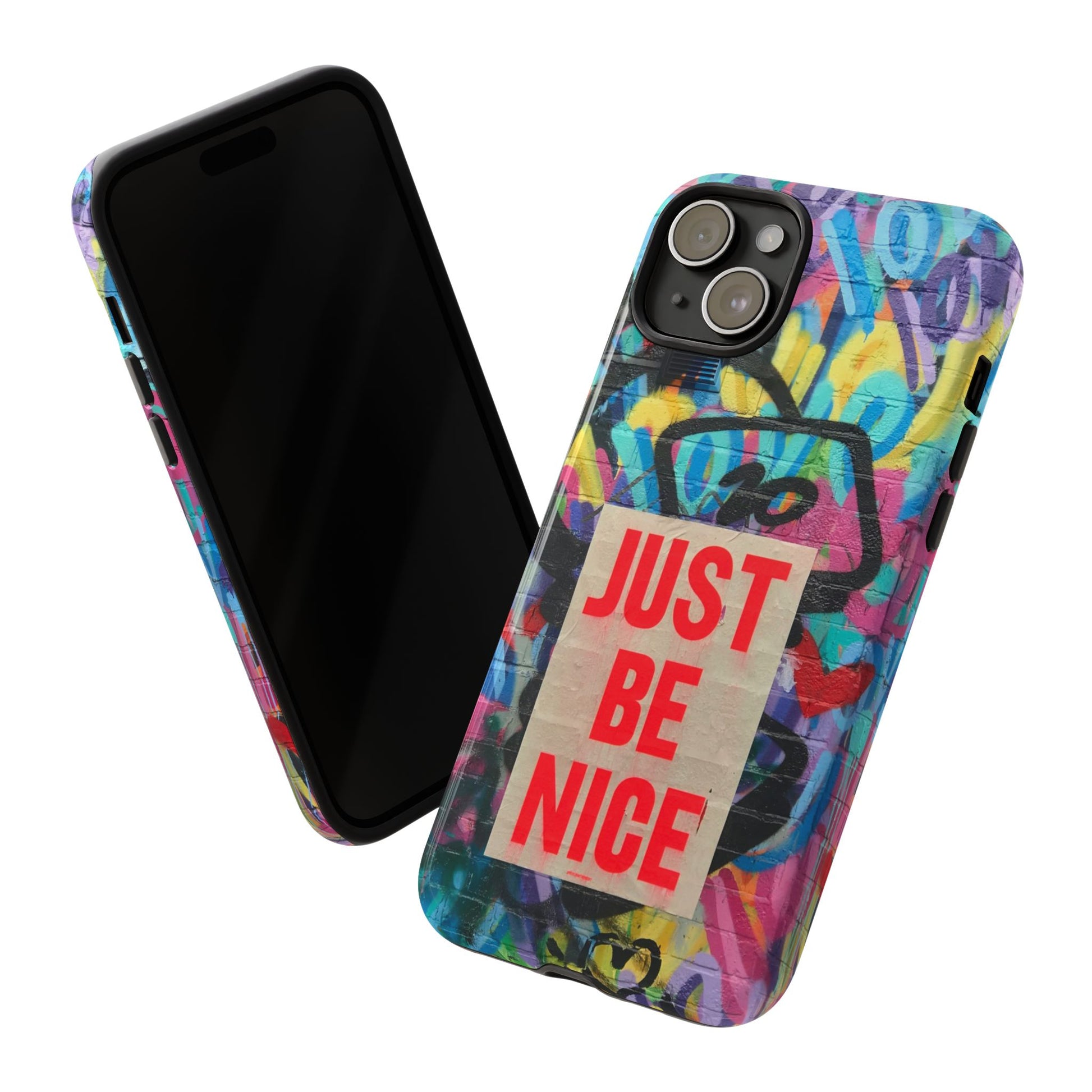 Colorful Phone Case - Just Be Nice Design, Motivational Gift, Phone Accessories, Unique Custom Case, Positive Vibe Tech Gear - FORMO