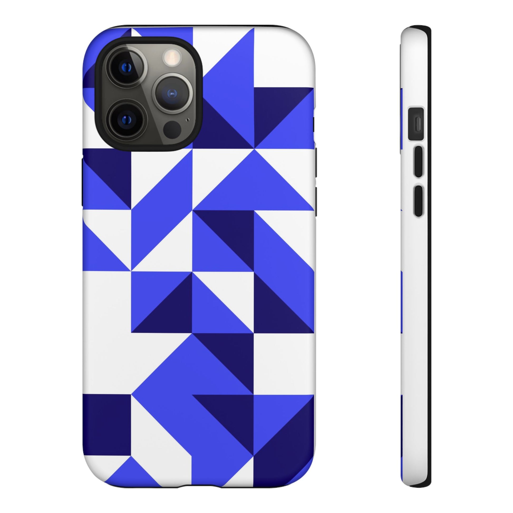Blue Geometric Phone Case, Tough Cases, Stylish Phone Cover, Great for Gifts, Trendy Accessory, Abstract Pattern Design - FORMO