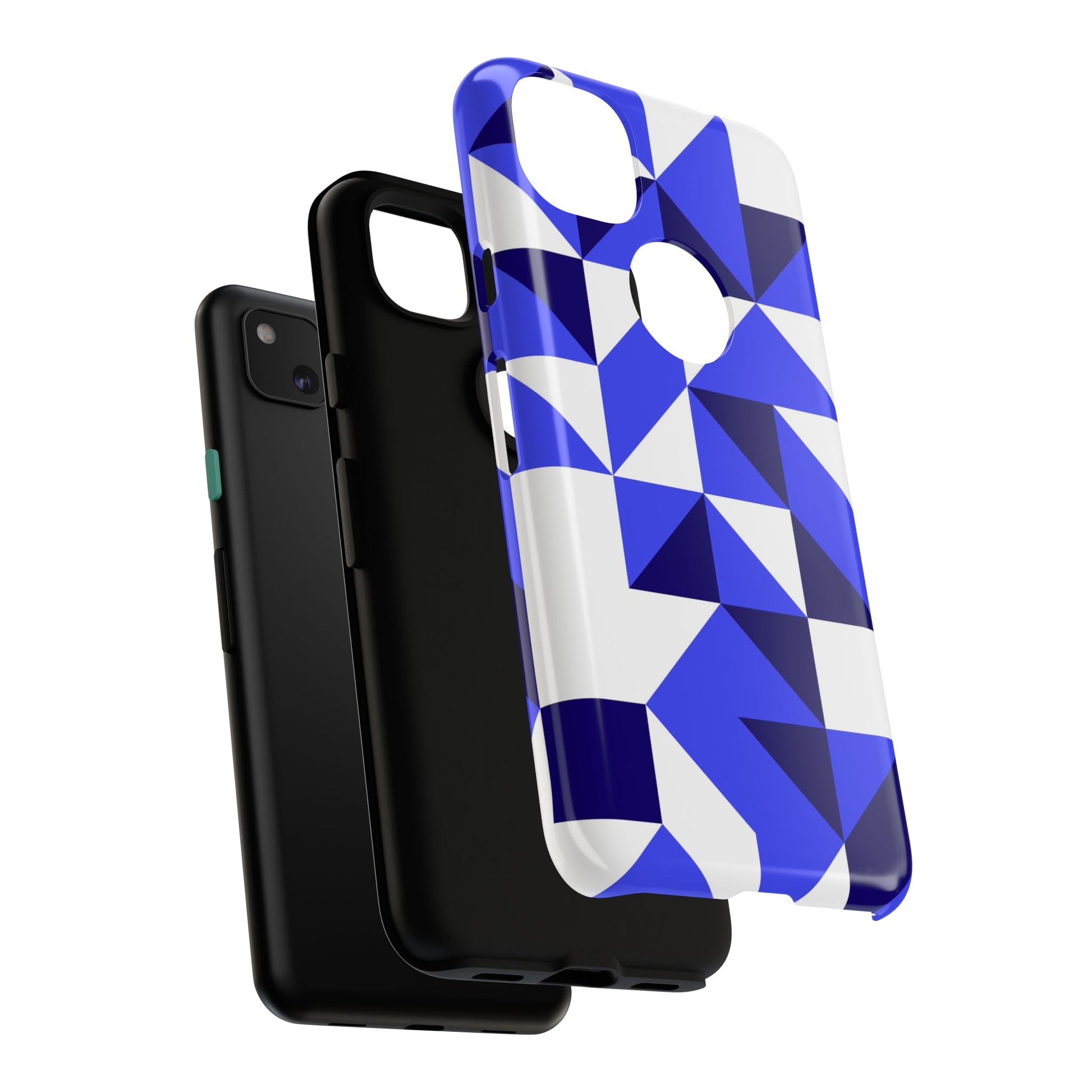 Blue Geometric Phone Case, Tough Cases, Stylish Phone Cover, Great for Gifts, Trendy Accessory, Abstract Pattern Design - FORMO