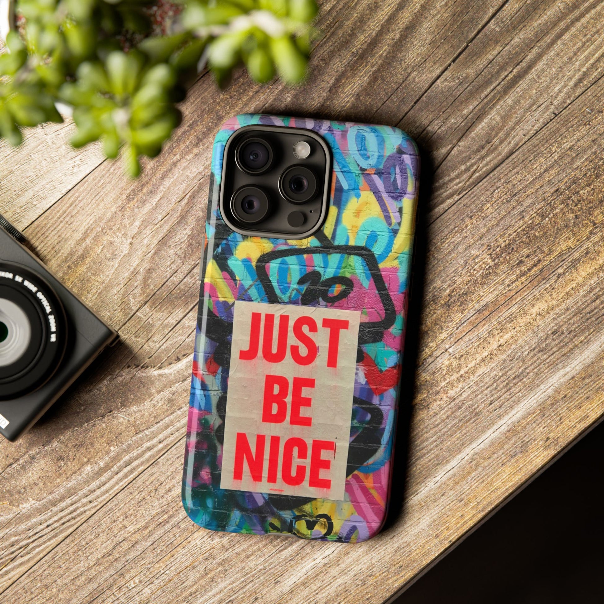 Colorful Phone Case - Just Be Nice Design, Motivational Gift, Phone Accessories, Unique Custom Case, Positive Vibe Tech Gear - FORMO