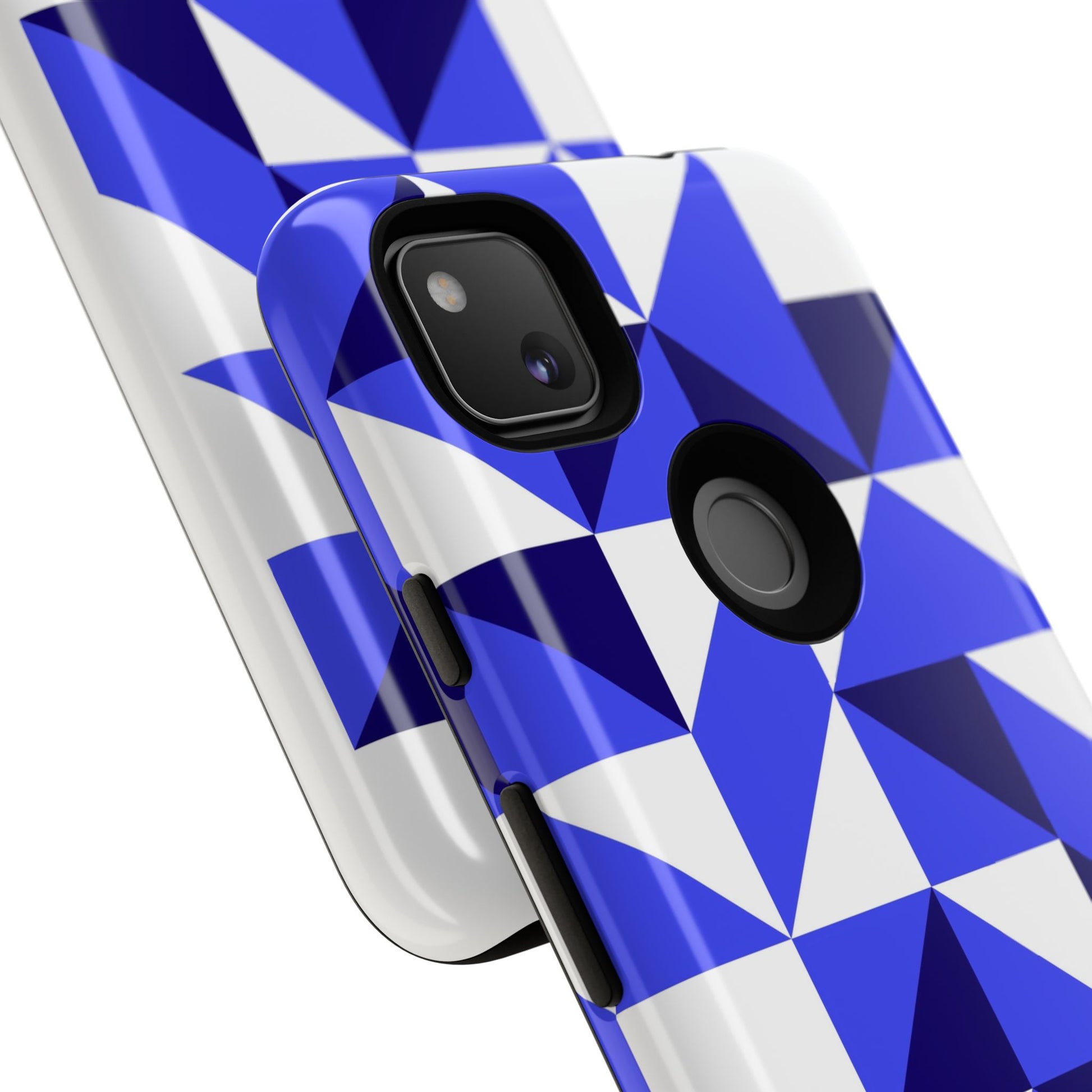 Blue Geometric Phone Case, Tough Cases, Stylish Phone Cover, Great for Gifts, Trendy Accessory, Abstract Pattern Design - FORMO