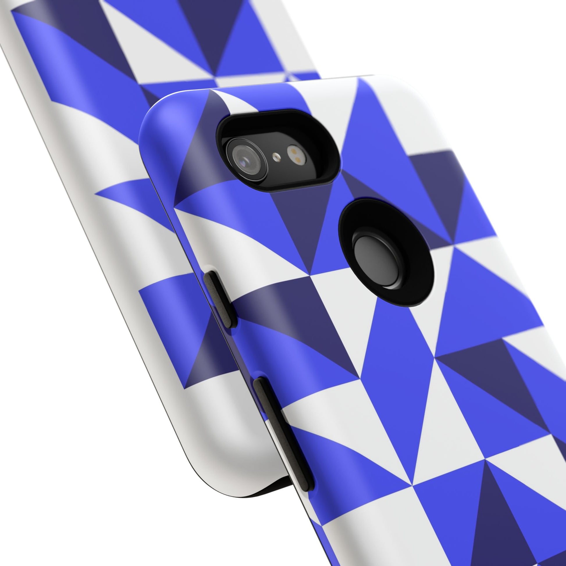 Blue Geometric Phone Case, Tough Cases, Stylish Phone Cover, Great for Gifts, Trendy Accessory, Abstract Pattern Design - FORMO