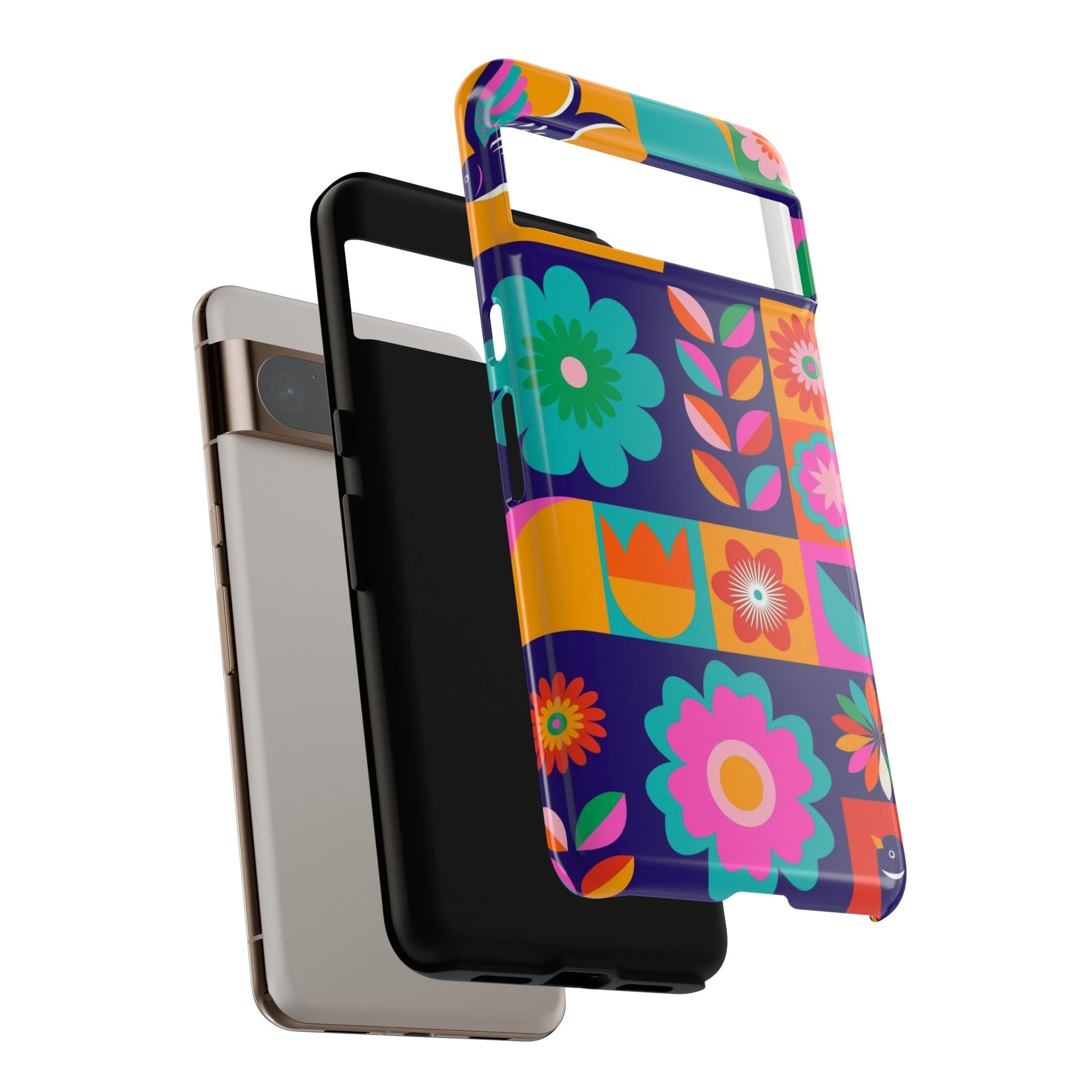 Colorful Floral Phone Case, Tough Cases for Protection, Vibrant Design Cover for Gift, Stylish Cell Phone Accessory, Fun Floral Designs - FORMO