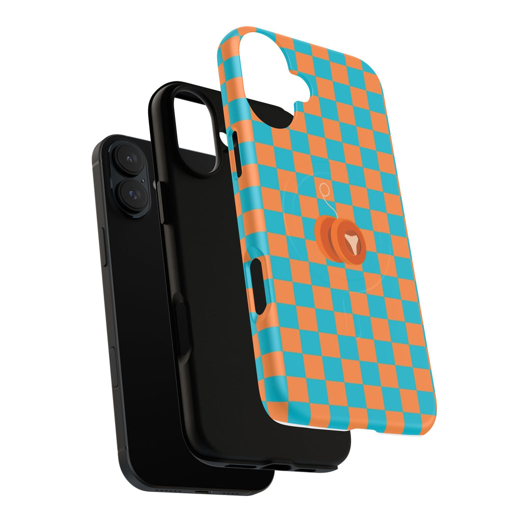 Vibrant Tough Magnetic Phone Case for Protection, Checkerboard Design for Tech Lovers, Gift for Birthdays, Holidays, or Daily Use