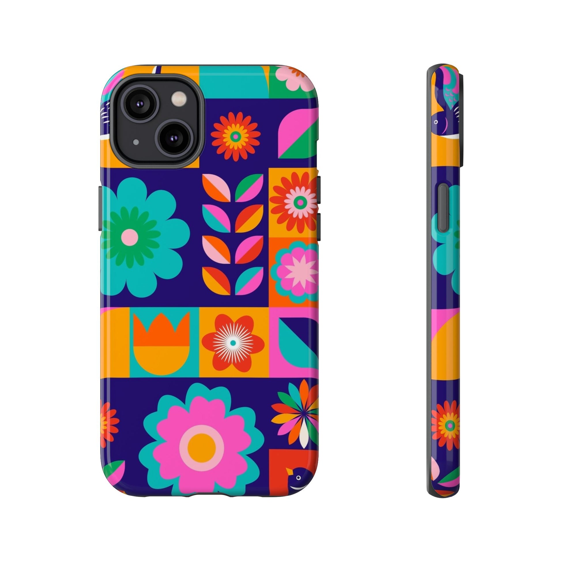 Colorful Floral Phone Case, Tough Cases for Protection, Vibrant Design Cover for Gift, Stylish Cell Phone Accessory, Fun Floral Designs - FORMO