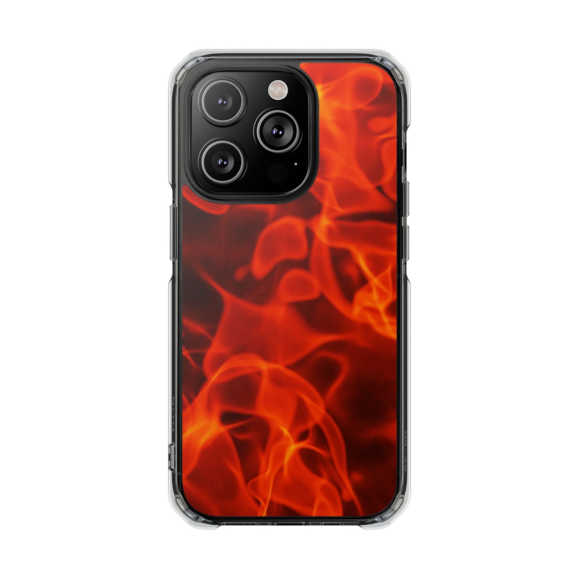 Magnetic Clear Phone Cases with Fiery Design, Protective Case for iPhone, Customizable Tech Accessory, Unique Gift Idea, Holiday Gift - FORMO
