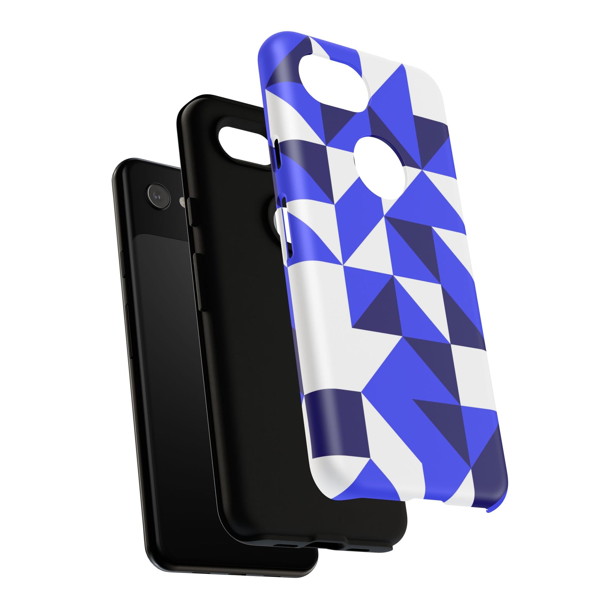 Blue Geometric Phone Case, Tough Cases, Stylish Phone Cover, Great for Gifts, Trendy Accessory, Abstract Pattern Design - FORMO