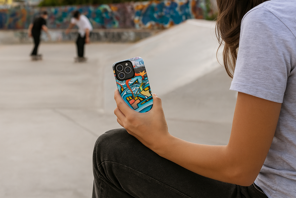 Edgy Phone Case with Graffiti Design, Tough Phone Case for Artists, Urban Style Phone Accessory, Graffiti Art Case, Unique Gift for Teens - FORMO