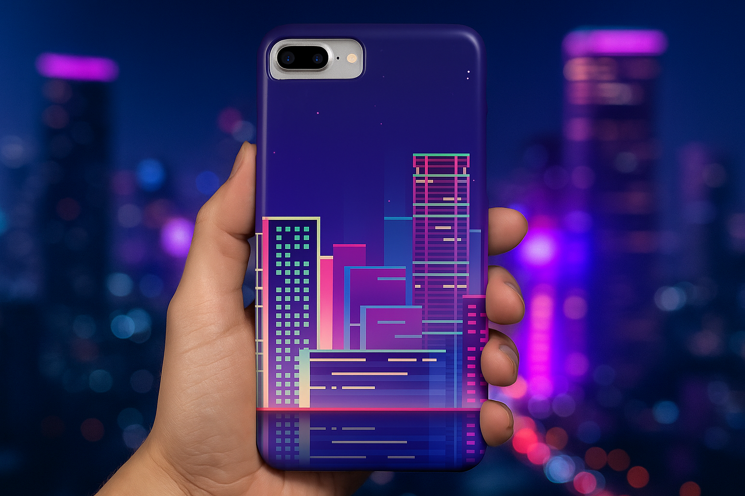 Urban Skyline Slim Phone Cases, Cityscape iPhone Cover, Colorful Night Design, Trendy Phone Accessory, Gifts for City Lovers - FORMO