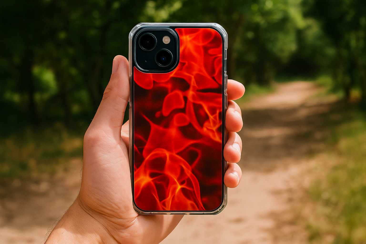 Magnetic Clear Phone Cases with Fiery Design, Protective Case for iPhone, Customizable Tech Accessory, Unique Gift Idea, Holiday Gift - FORMO