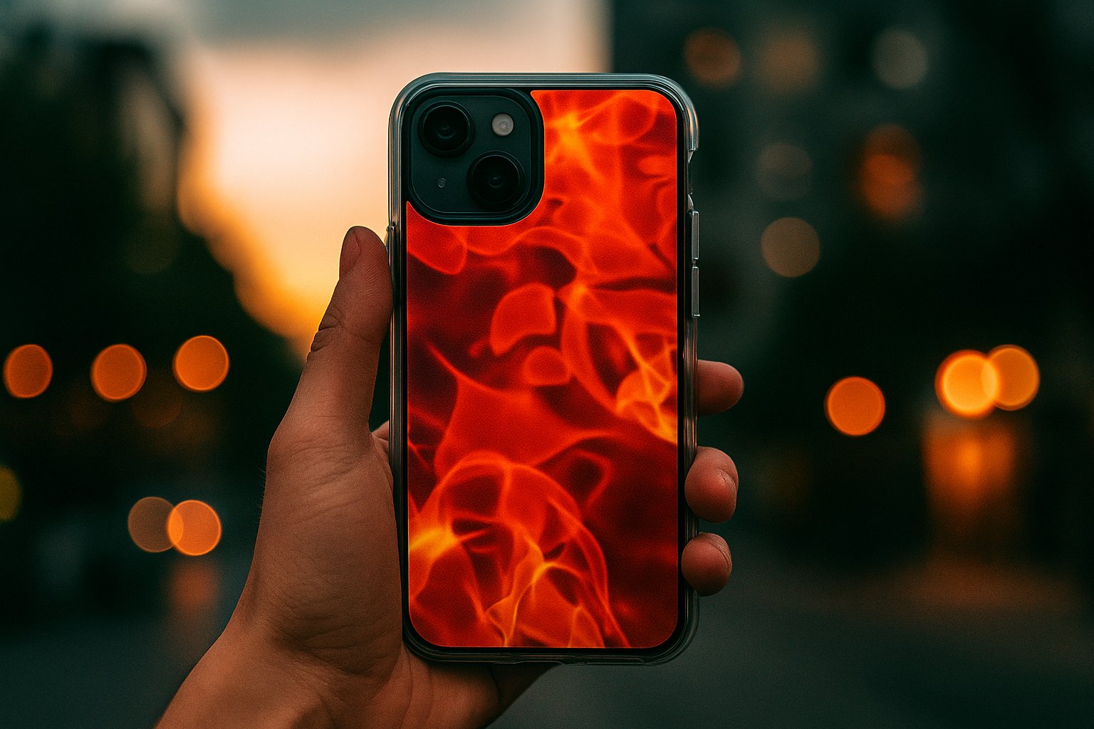 Magnetic Clear Phone Cases with Fiery Design, Protective Case for iPhone, Customizable Tech Accessory, Unique Gift Idea, Holiday Gift - FORMO
