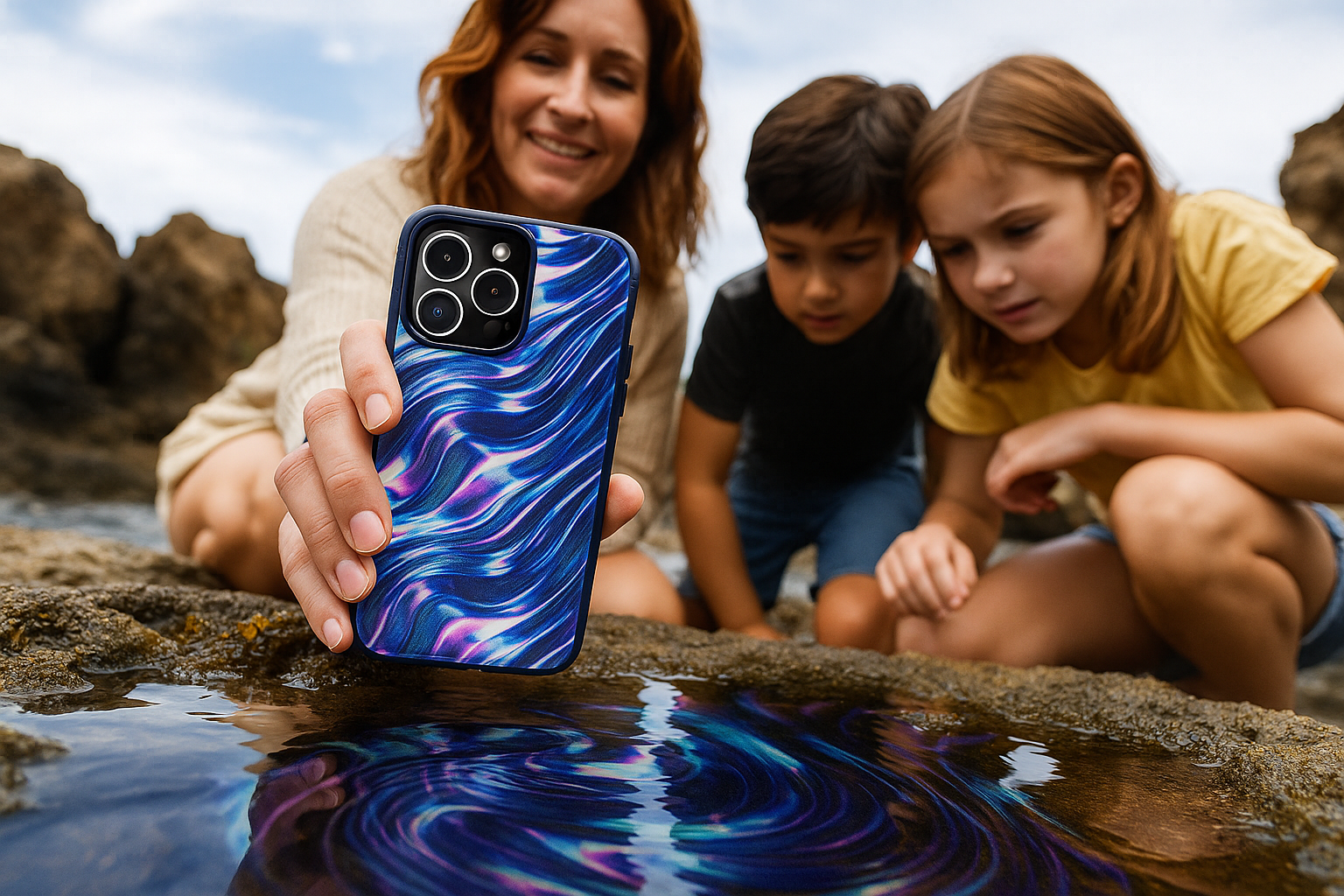 Iridescent Phone Case, Glossy Tough Case, Stylish Phone Cover, Unique Gift for Teens, Protective Phone Accessory
