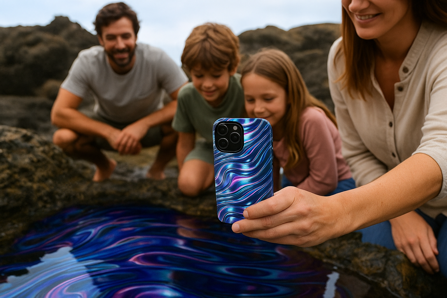 Iridescent Phone Case, Glossy Tough Case, Stylish Phone Cover, Unique Gift for Teens, Protective Phone Accessory