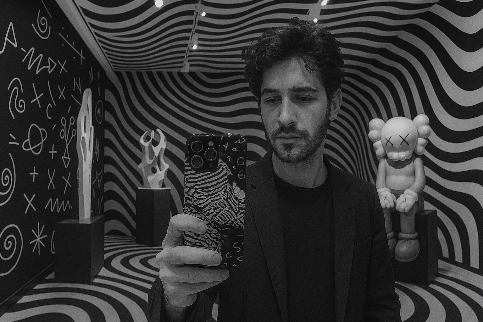 Monochrome Motion — Black & White Pattern Tough Phone Case (iPhone & Samsung)