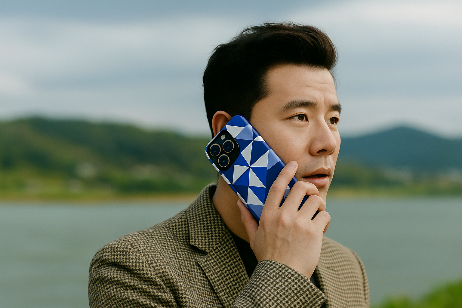 Blue Geometric Phone Case, Tough Cases, Stylish Phone Cover, Great for Gifts, Trendy Accessory, Abstract Pattern Design