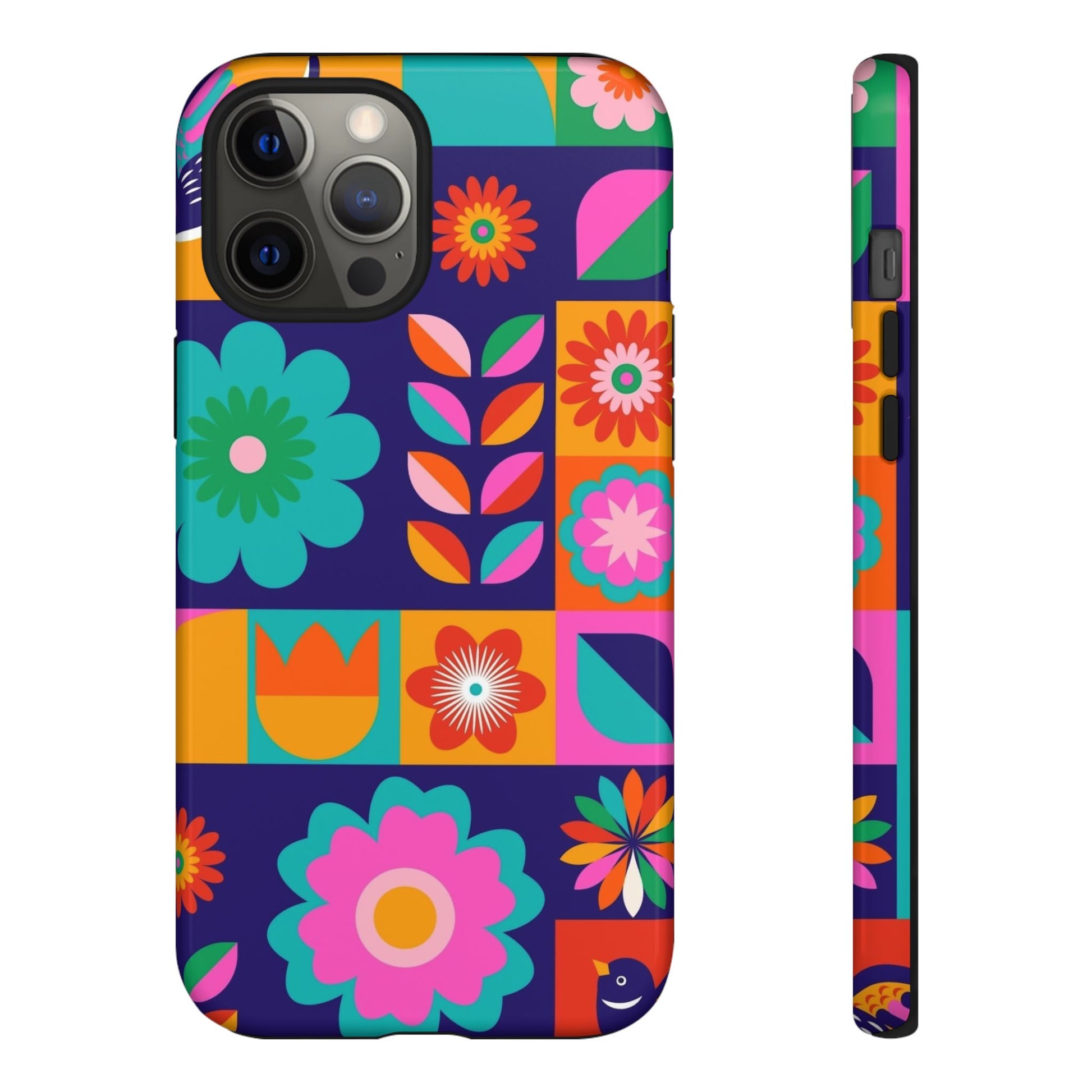 Colorful Floral Phone Case, Tough Cases for Protection, Vibrant Design Cover for Gift, Stylish Cell Phone Accessory, Fun Floral Designs - FORMO