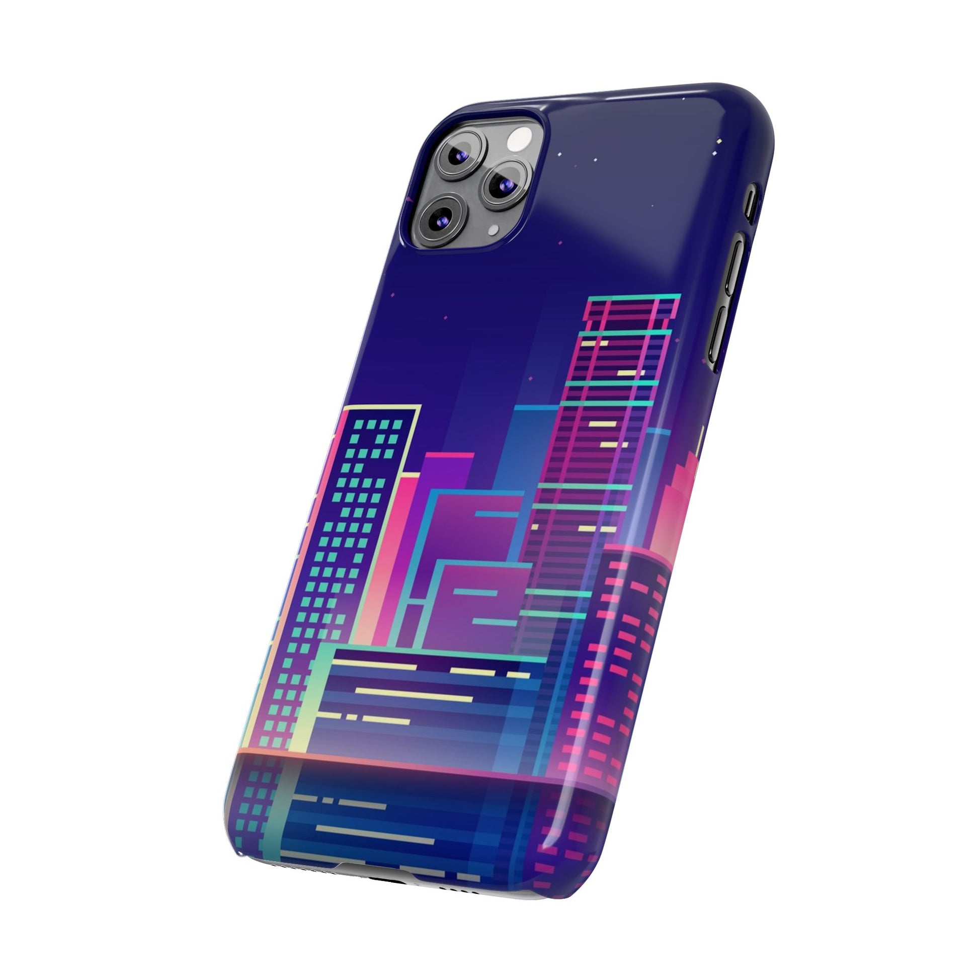 Urban Skyline Slim Phone Cases, Cityscape iPhone Cover, Colorful Night Design, Trendy Phone Accessory, Gifts for City Lovers - FORMO