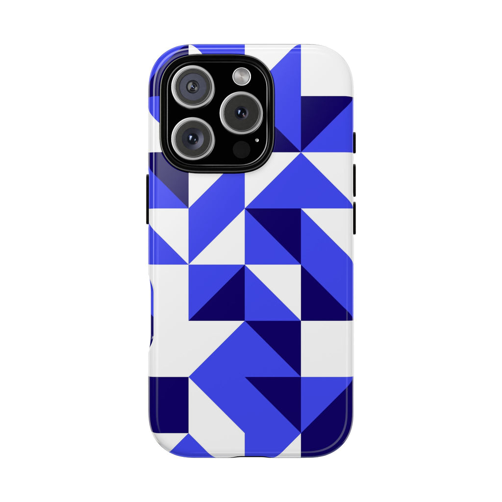 Blue Geometric Phone Case, Tough Cases, Stylish Phone Cover, Great for Gifts, Trendy Accessory, Abstract Pattern Design - FORMO