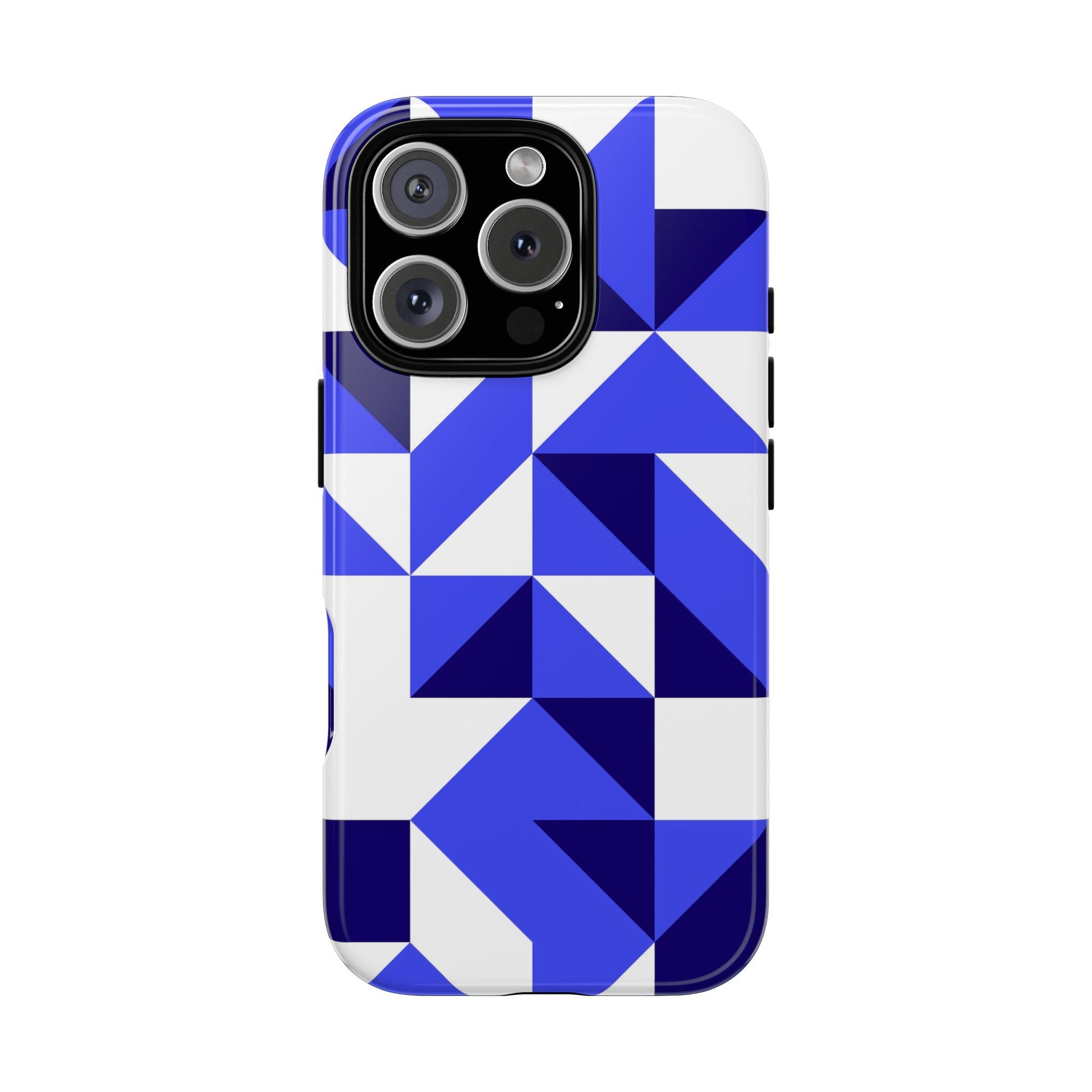 Blue Geometric Phone Case, Tough Cases, Stylish Phone Cover, Great for Gifts, Trendy Accessory, Abstract Pattern Design - FORMO