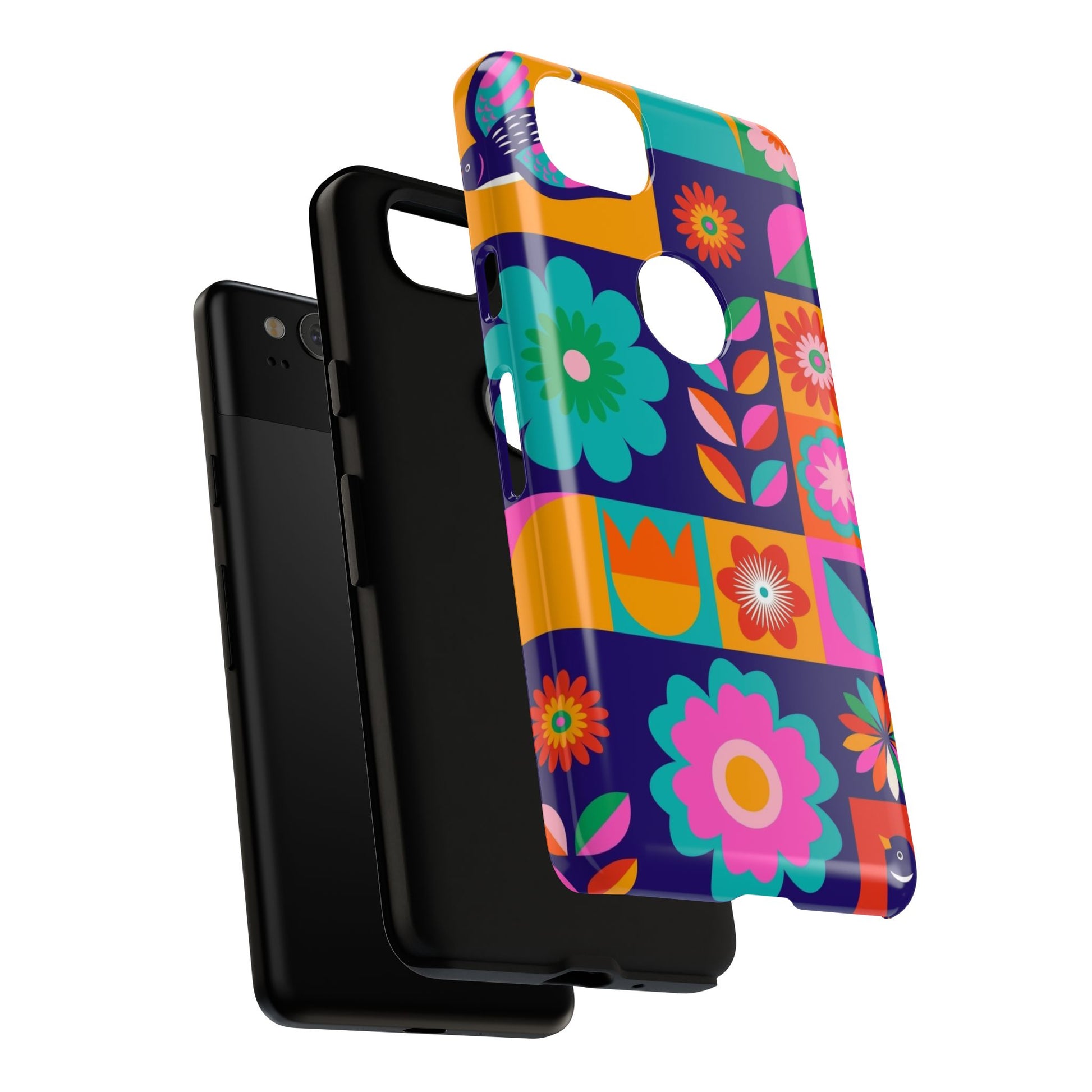 Colorful Floral Phone Case, Tough Cases for Protection, Vibrant Design Cover for Gift, Stylish Cell Phone Accessory, Fun Floral Designs - FORMO