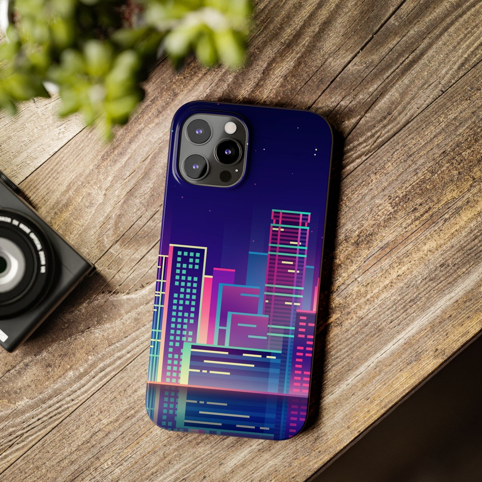 Urban Skyline Slim Phone Cases, Cityscape iPhone Cover, Colorful Night Design, Trendy Phone Accessory, Gifts for City Lovers - FORMO