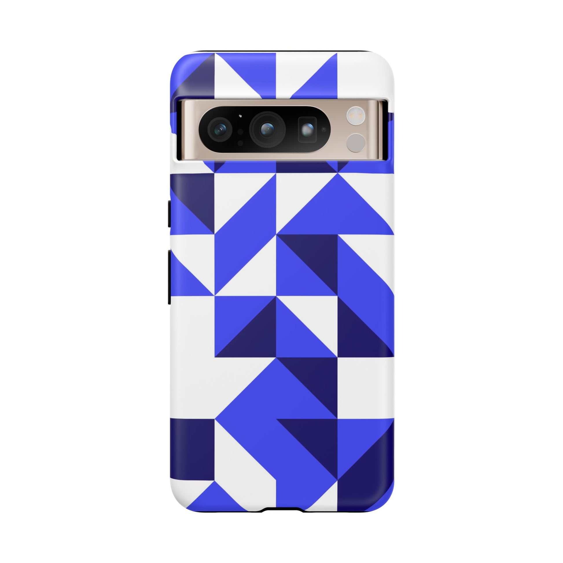 Blue Geometric Phone Case, Tough Cases, Stylish Phone Cover, Great for Gifts, Trendy Accessory, Abstract Pattern Design - FORMO