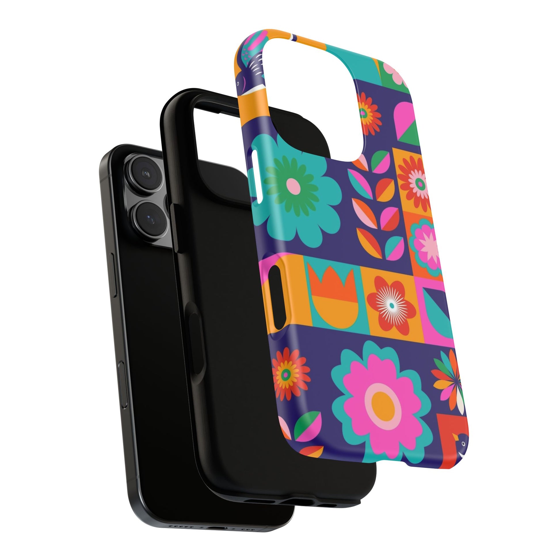 Colorful Floral Phone Case, Tough Cases for Protection, Vibrant Design Cover for Gift, Stylish Cell Phone Accessory, Fun Floral Designs - FORMO