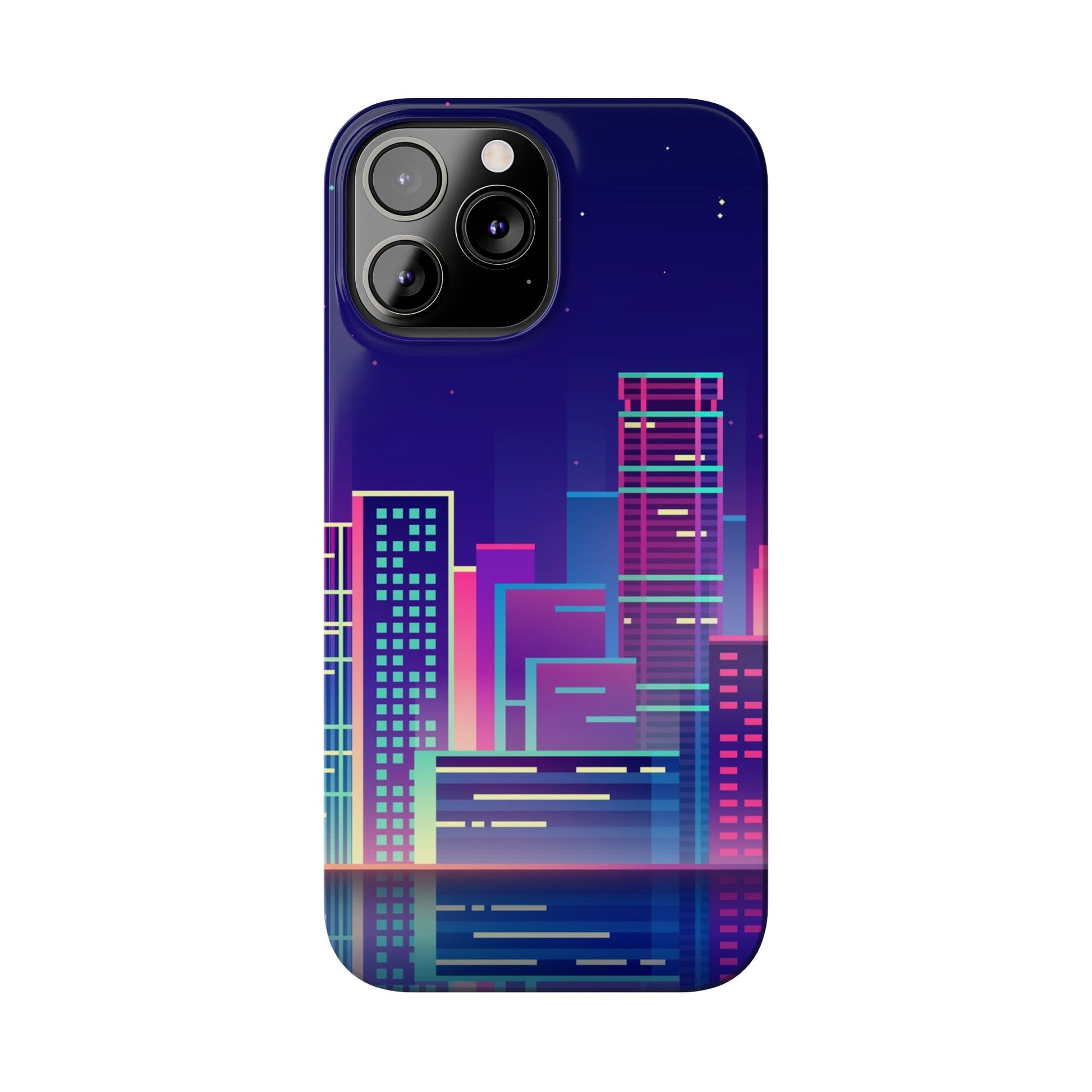 Urban Skyline Slim Phone Cases, Cityscape iPhone Cover, Colorful Night Design, Trendy Phone Accessory, Gifts for City Lovers - FORMO