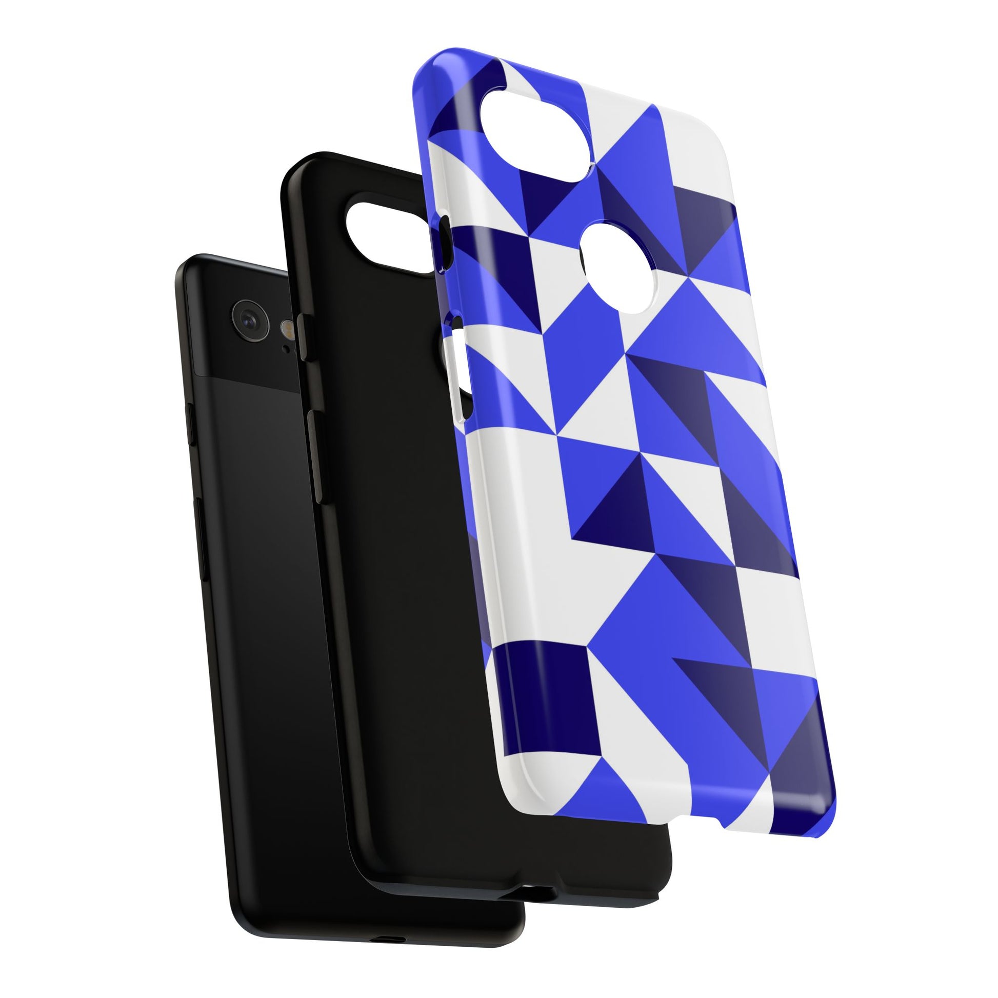 Blue Geometric Phone Case, Tough Cases, Stylish Phone Cover, Great for Gifts, Trendy Accessory, Abstract Pattern Design - FORMO