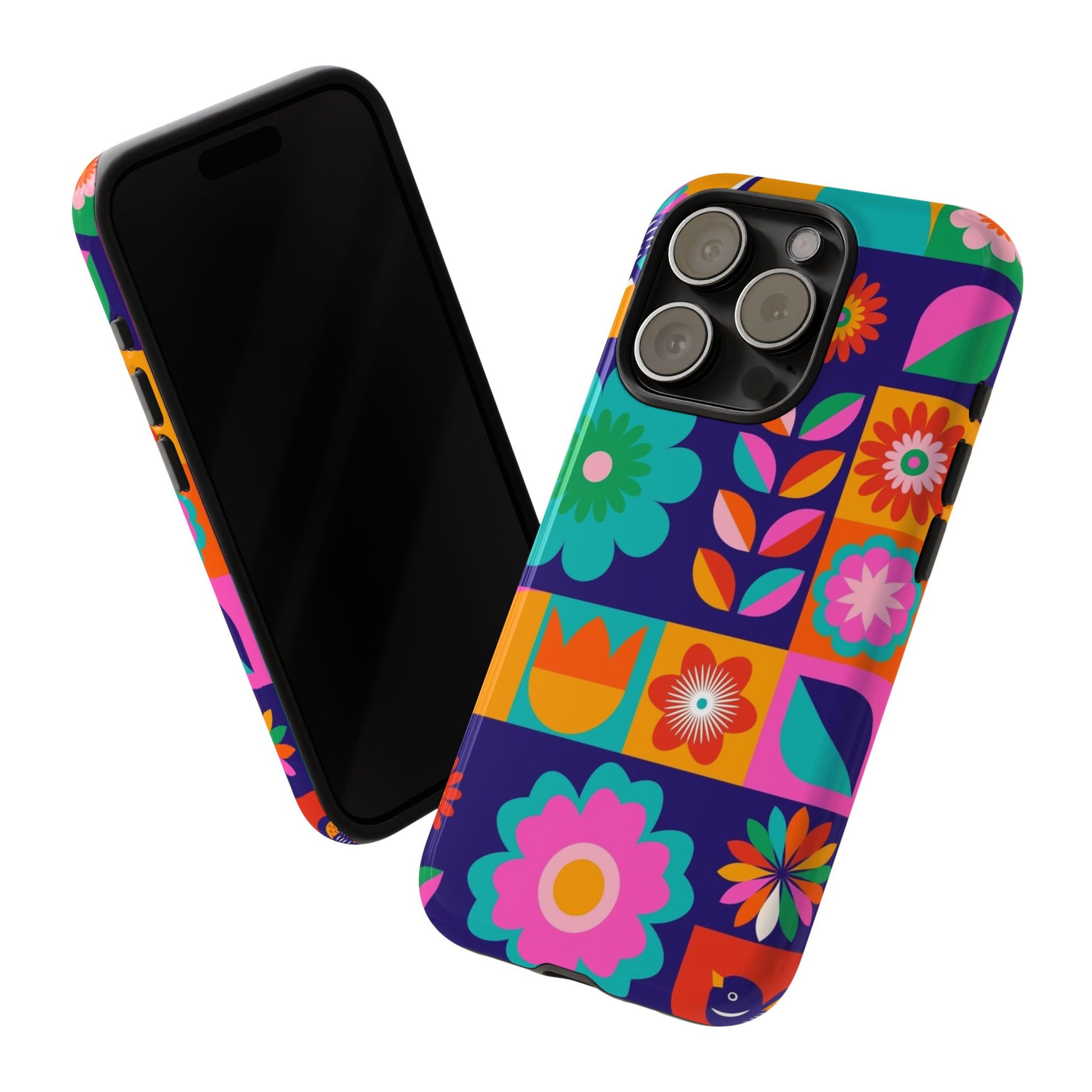 Colorful Floral Phone Case, Tough Cases for Protection, Vibrant Design Cover for Gift, Stylish Cell Phone Accessory, Fun Floral Designs - FORMO