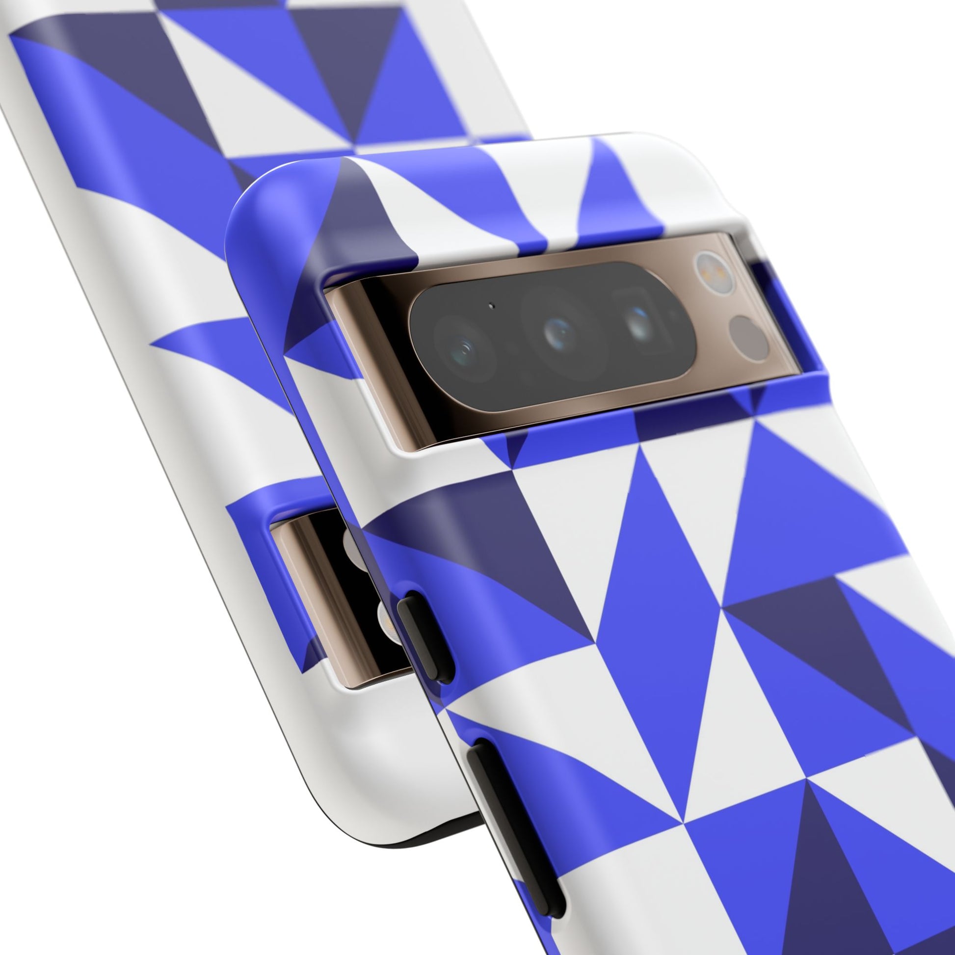 Blue Geometric Phone Case, Tough Cases, Stylish Phone Cover, Great for Gifts, Trendy Accessory, Abstract Pattern Design - FORMO