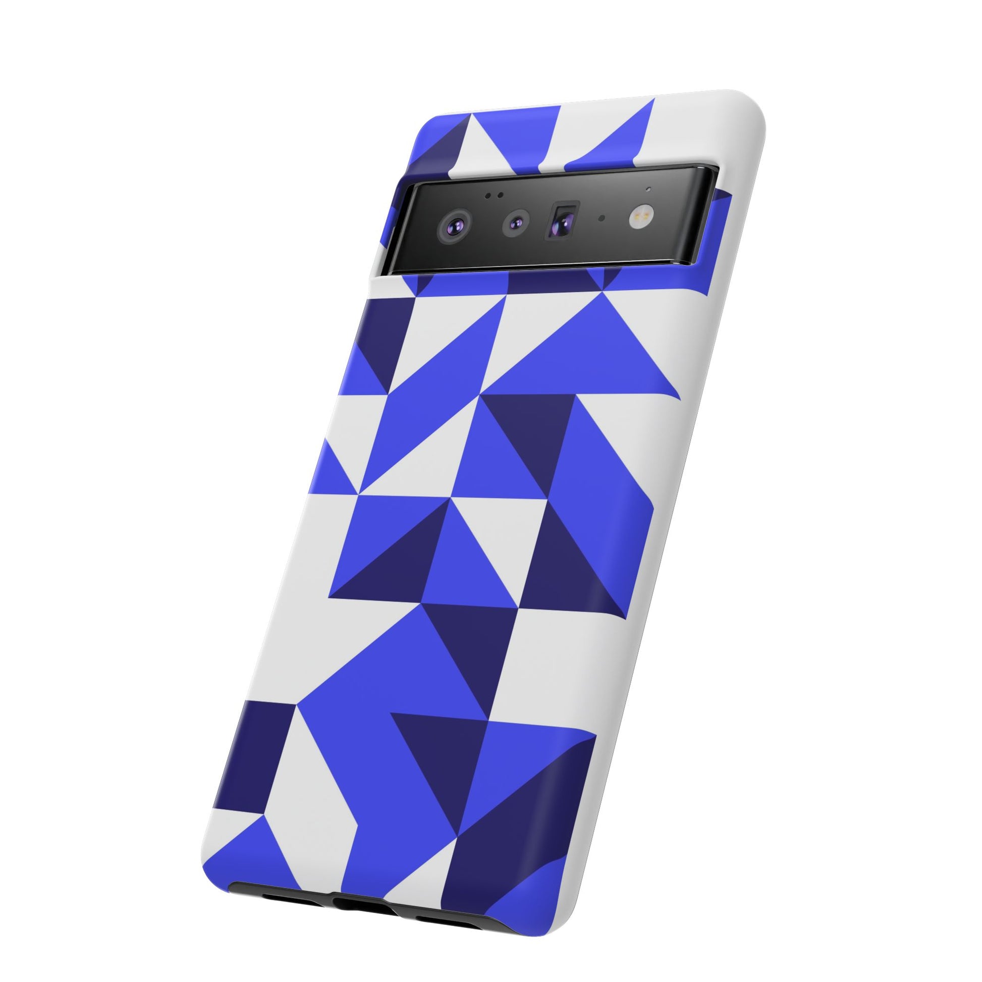 Blue Geometric Phone Case, Tough Cases, Stylish Phone Cover, Great for Gifts, Trendy Accessory, Abstract Pattern Design - FORMO