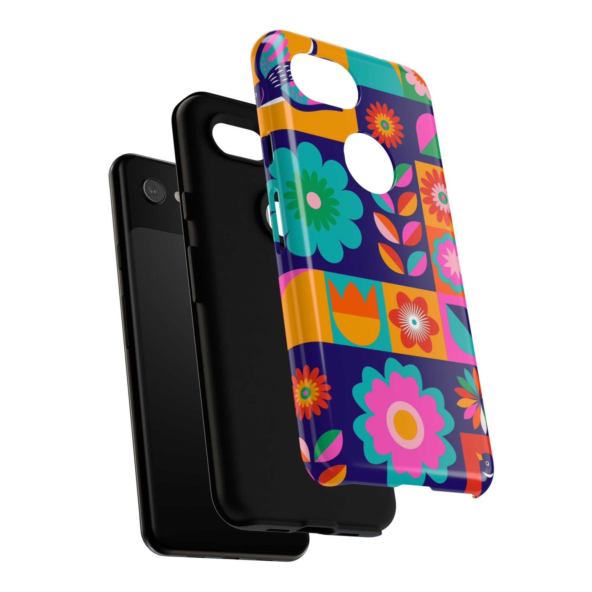 Colorful Floral Phone Case, Tough Cases for Protection, Vibrant Design Cover for Gift, Stylish Cell Phone Accessory, Fun Floral Designs - FORMO